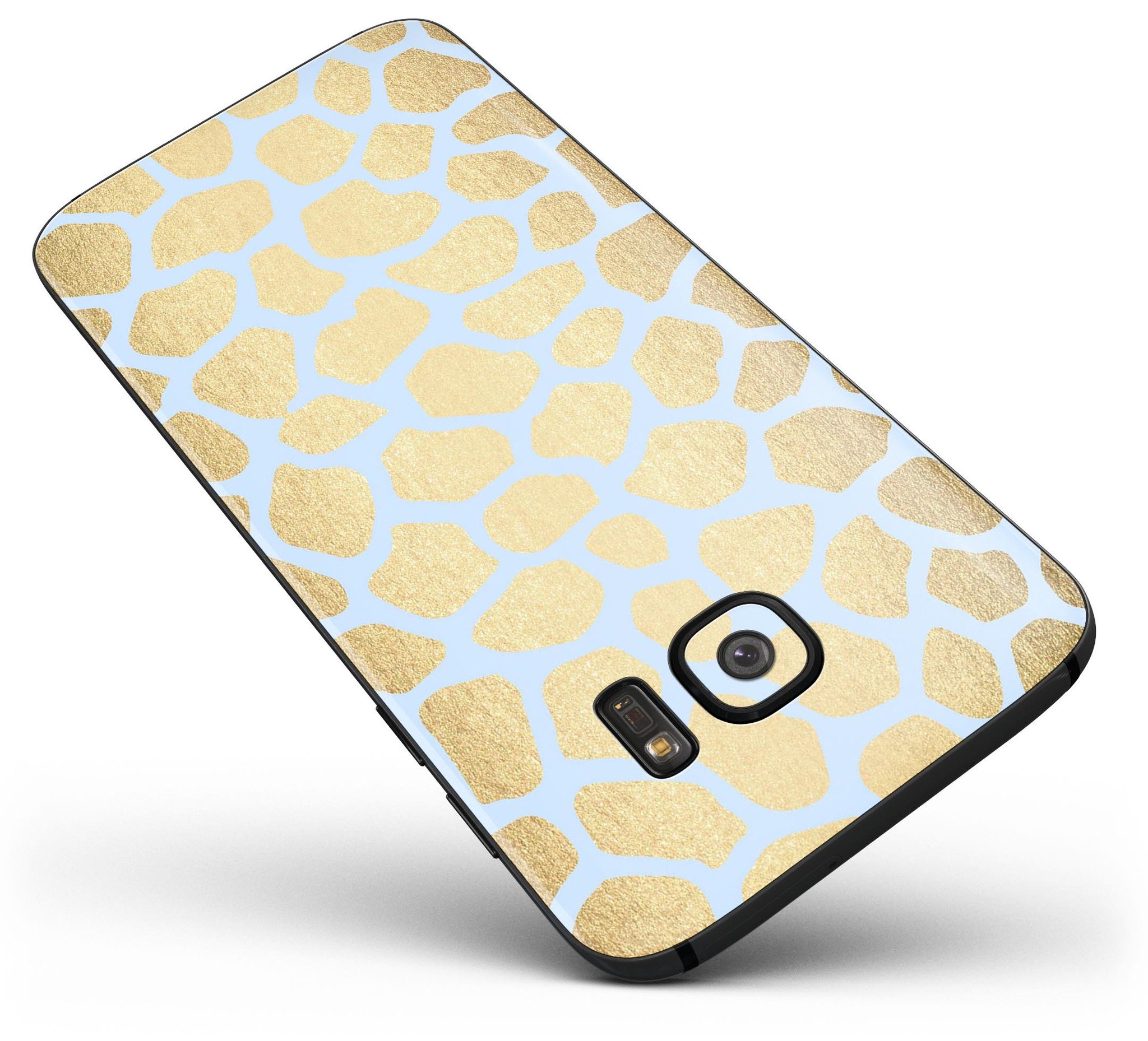 Gold Flaked Animal Light Blue Full Body Skin-Kit for Samsung Galaxy S7/S7 Edge, showcasing vibrant colors and premium vinyl material.