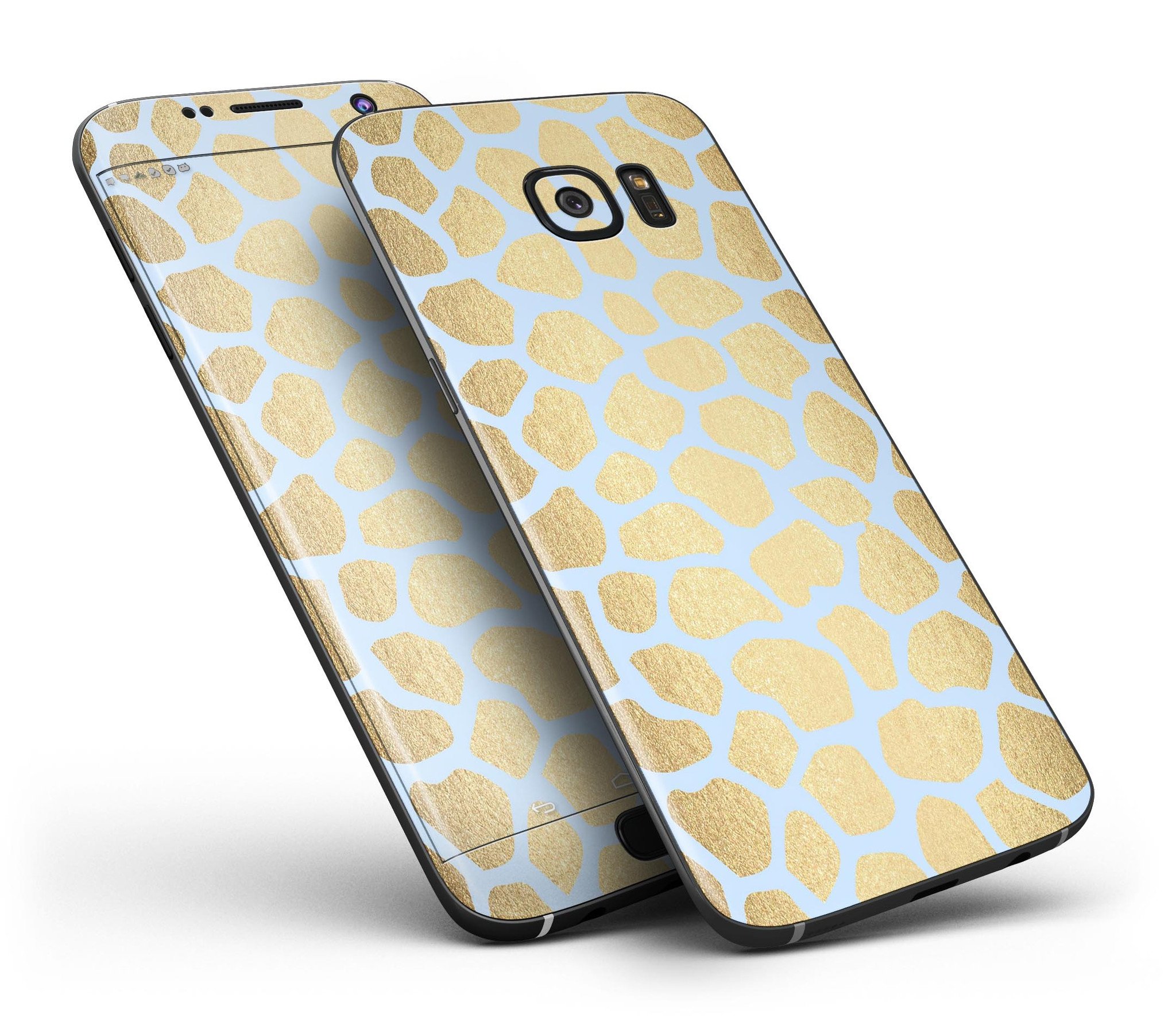 Gold Flaked Animal Light Blue Full Body Skin-Kit for Samsung Galaxy S7/S7 Edge, showcasing vibrant colors and premium vinyl material.