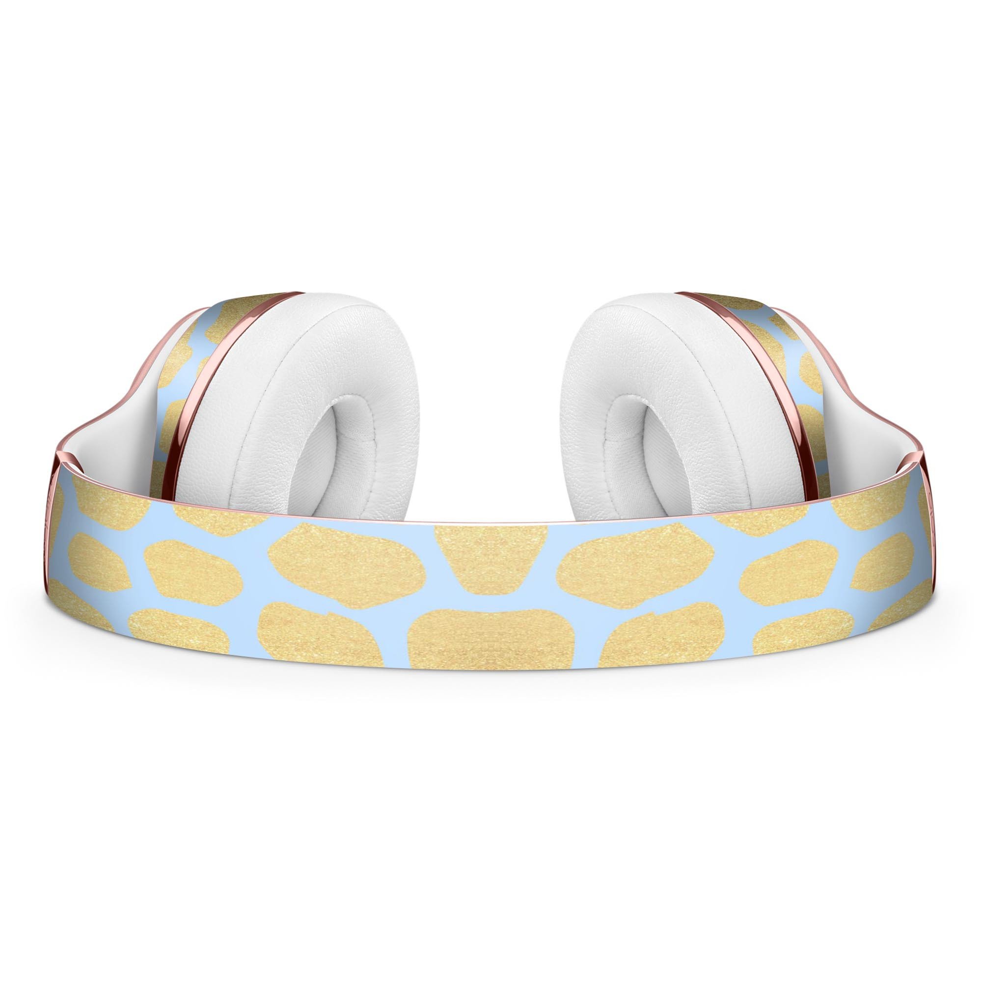 Gold Flaked Animal Light Blue Skin Kit for Beats by Dre Solo 3 Wireless Headphones, showcasing vibrant colors and premium vinyl material.