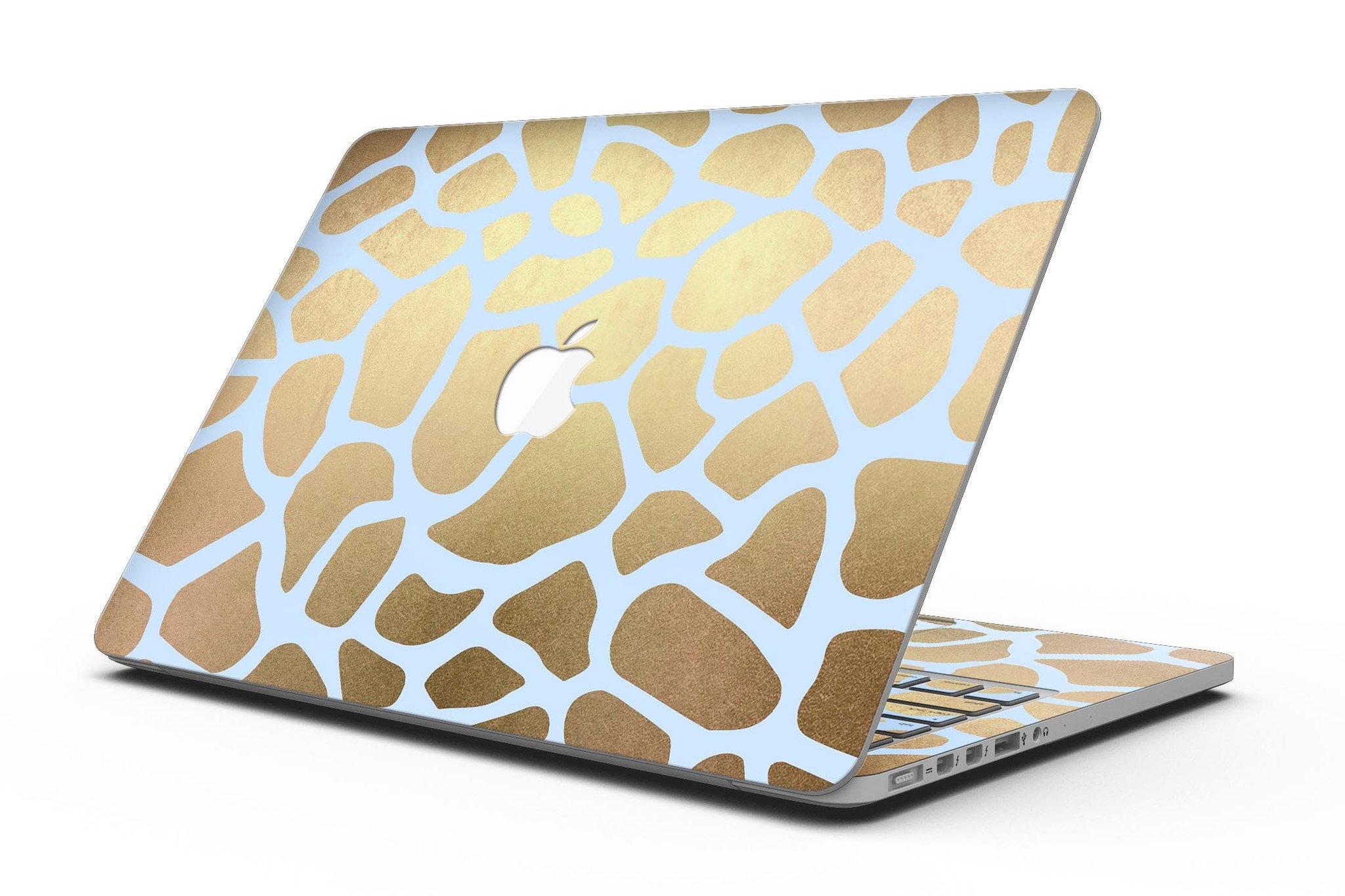 Gold Flaked Animal Light Blue skin for MacBook Pro with Retina Display, showcasing a stylish design that protects the device.