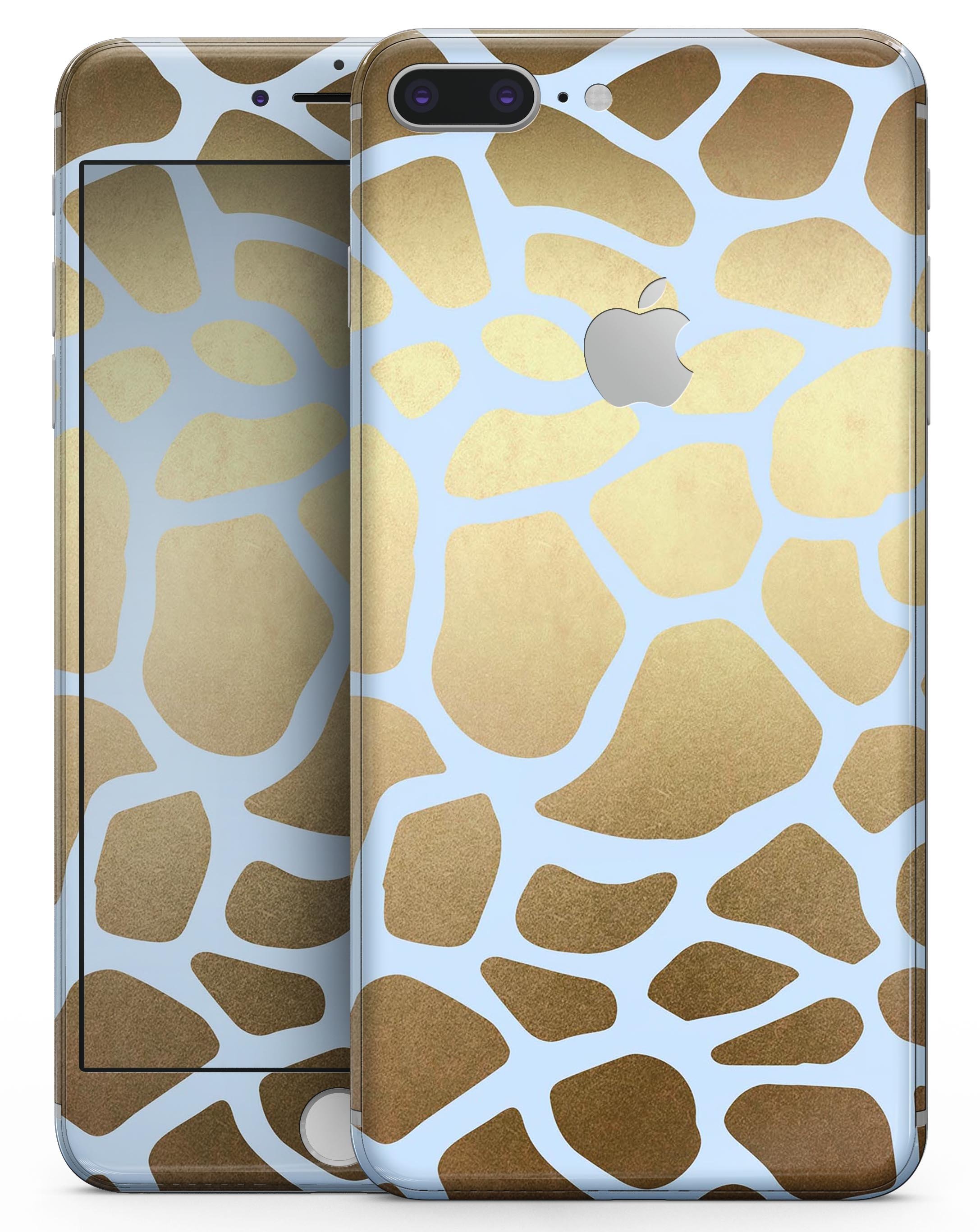 Gold Flaked Animal Skin-kit for iPhone 8 and 8 Plus, showcasing a stylish design with a premium vinyl finish.