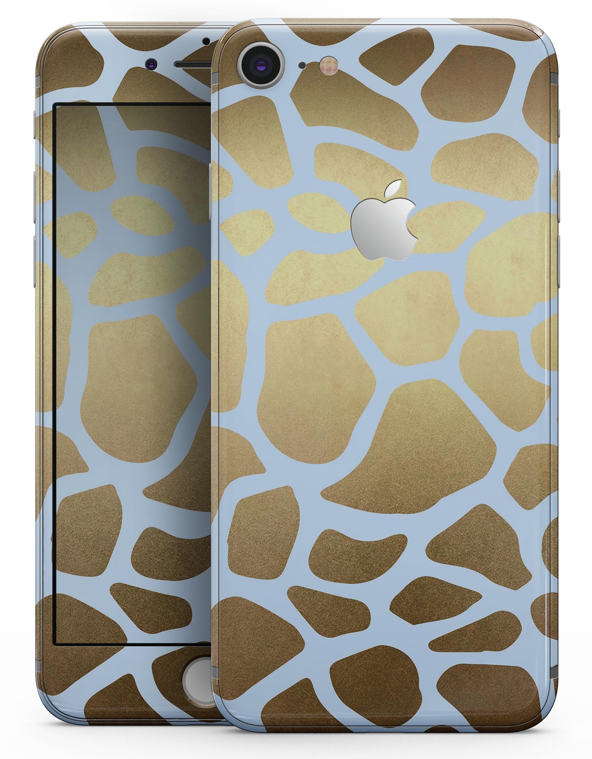 Gold Flaked Animal Skin-kit for iPhone 8 and 8 Plus, showcasing a stylish design with a premium vinyl finish.