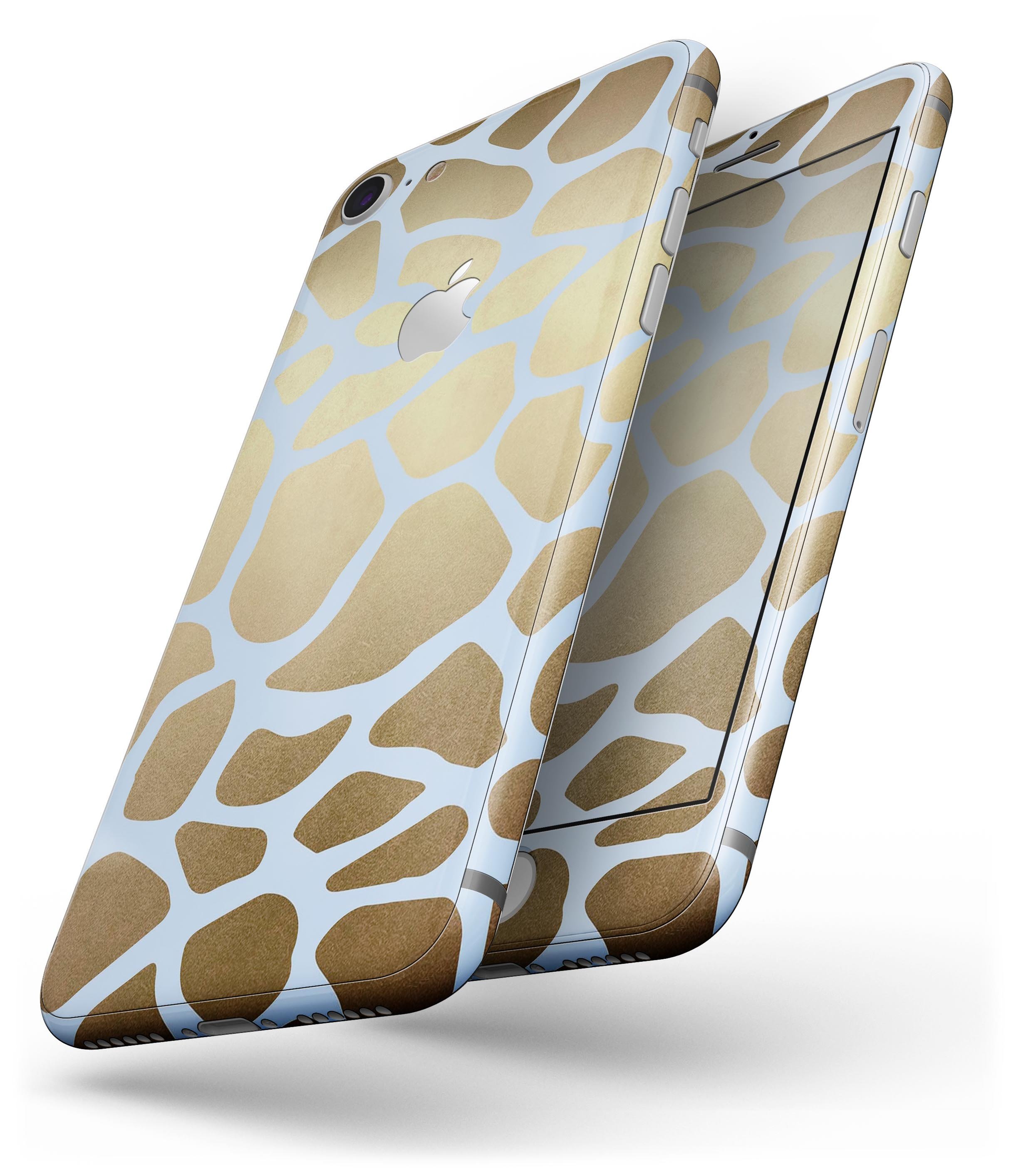 Gold Flaked Animal Skin-kit for iPhone 8 and 8 Plus, showcasing a stylish design with a premium vinyl finish.