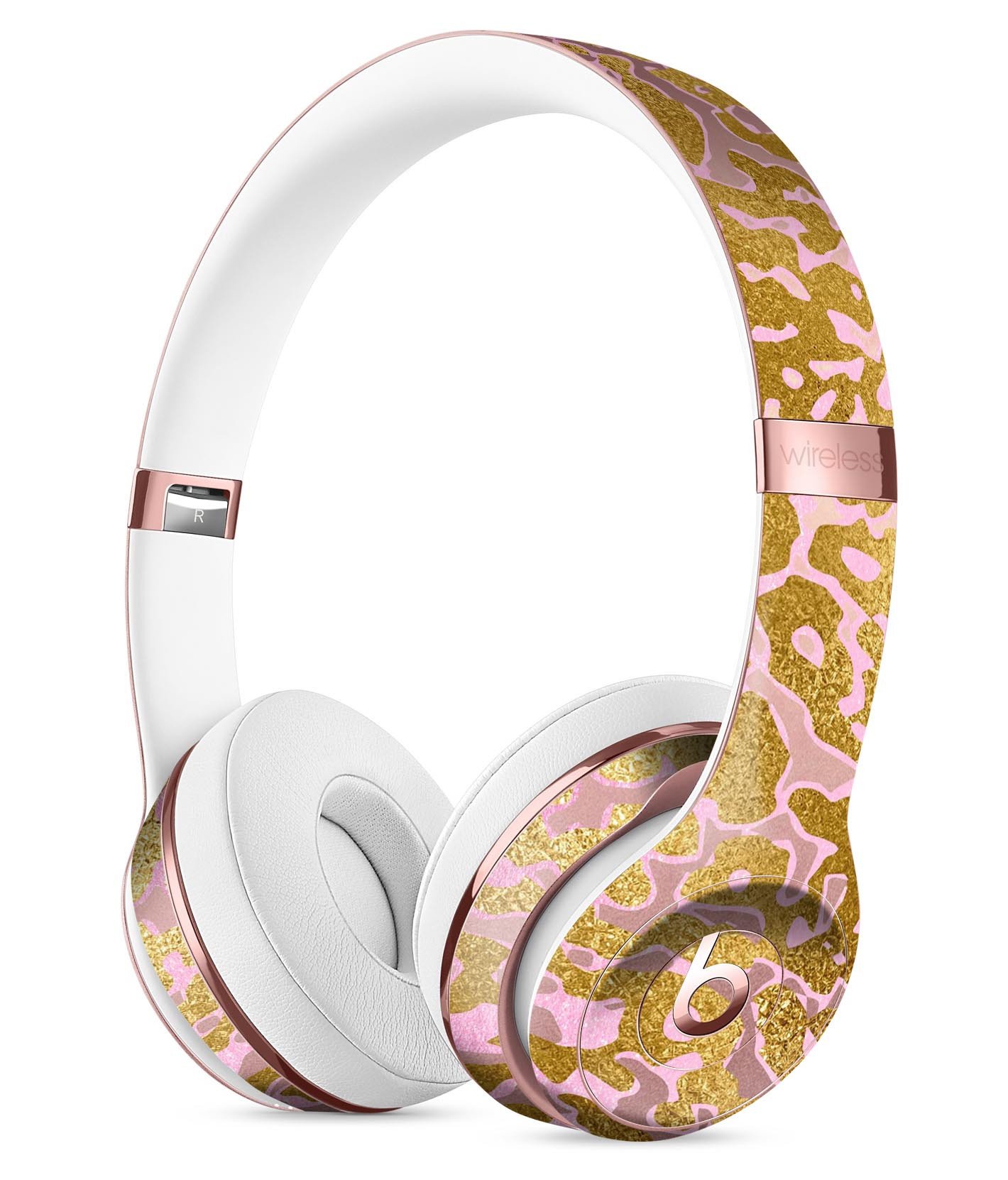 Gold Flaked Animal Pink Full-Body Skin Kit for Beats by Dre Solo 3, showcasing vibrant colors and unique design.