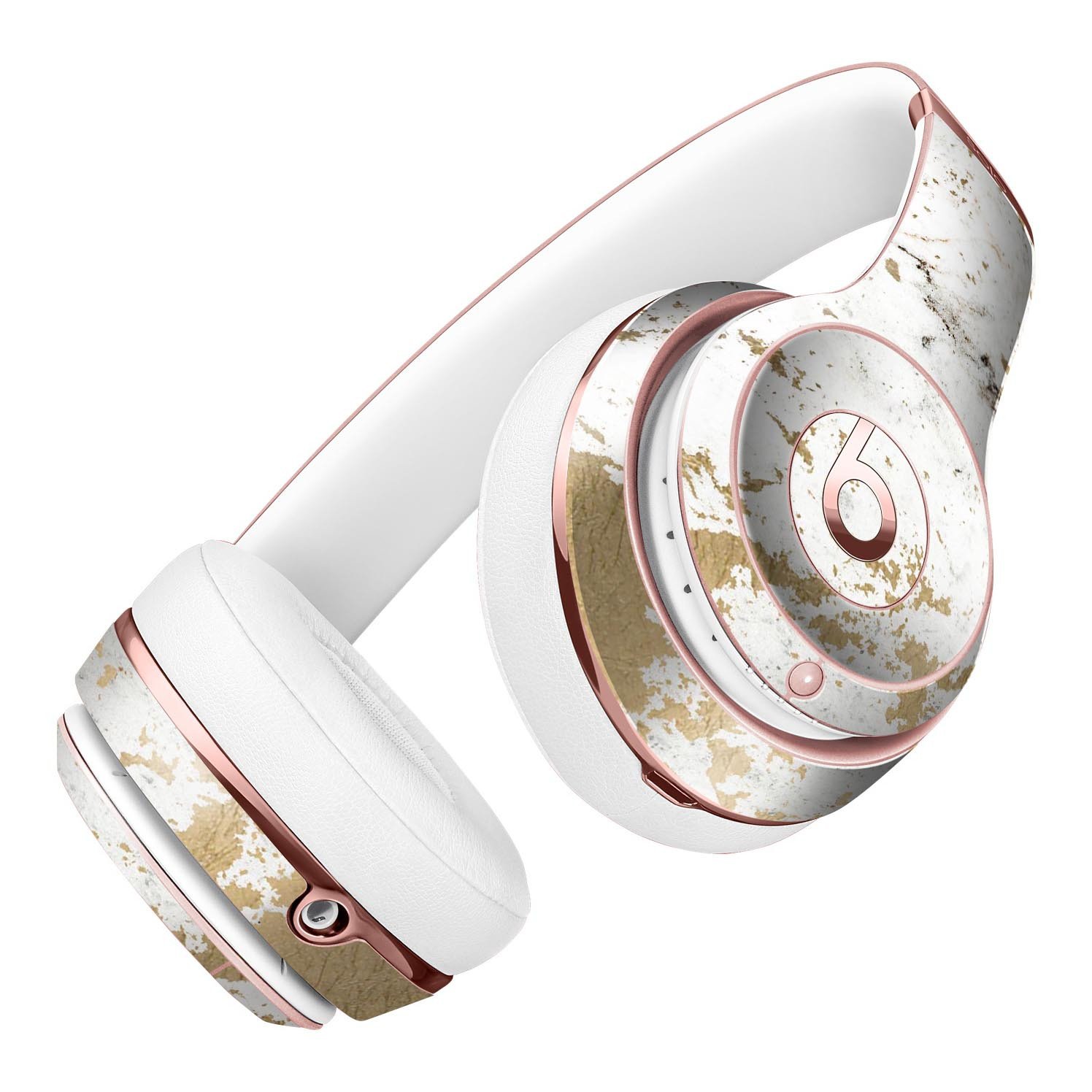 Gold Foiled Marble skin kit for Beats by Dre Solo 3 headphones, showcasing a stylish design and premium vinyl material.