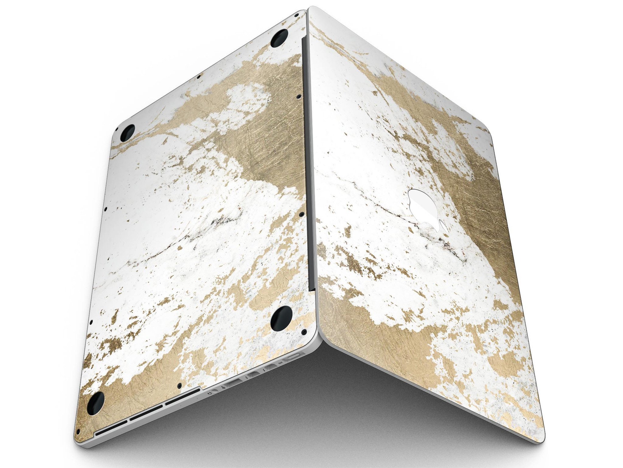 Gold Foiled Marble skin for MacBook Pro with Retina Display, showcasing a stylish design that protects the device.