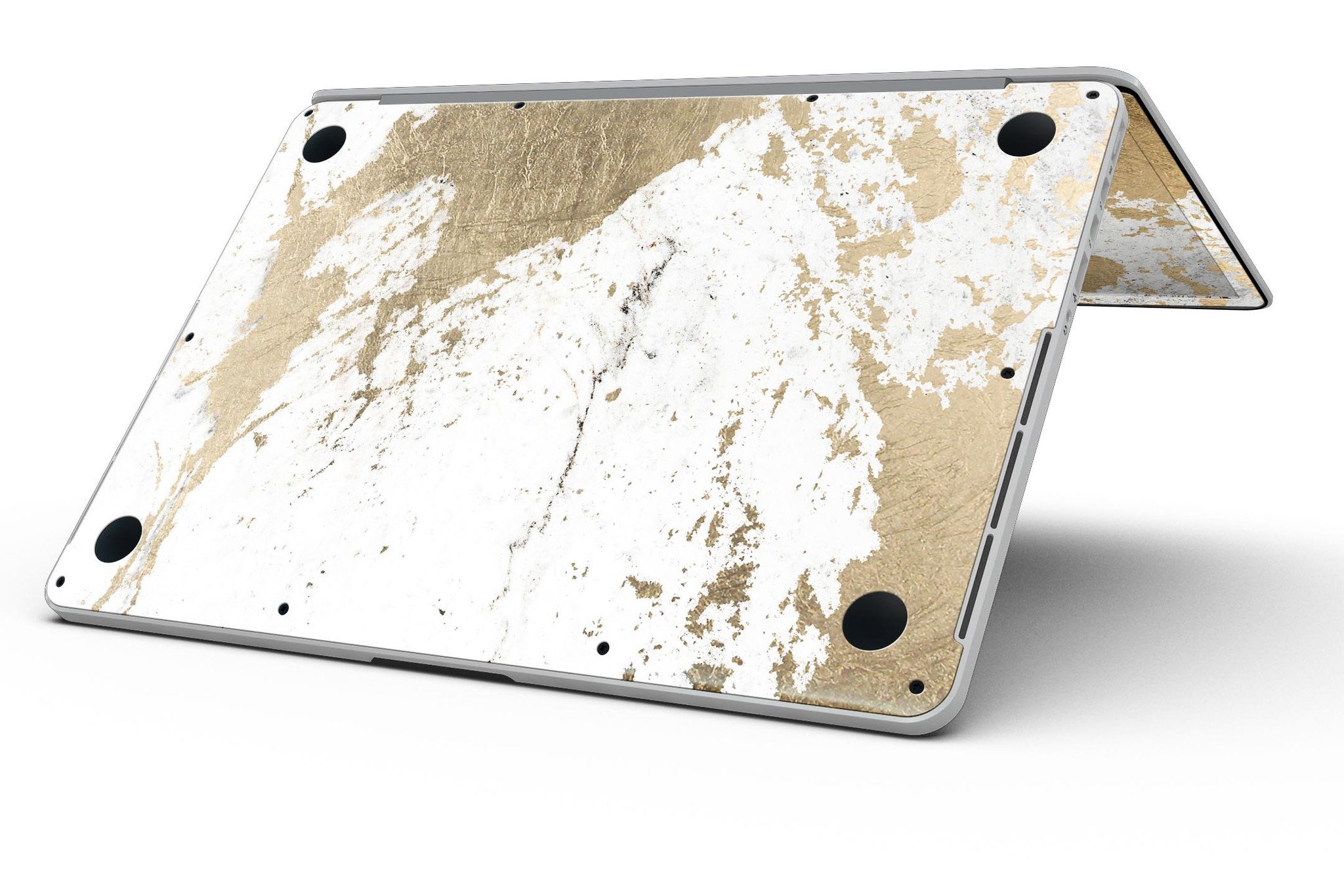 Gold Foiled Marble skin for MacBook Pro with Retina Display, showcasing a stylish design that protects the device.
