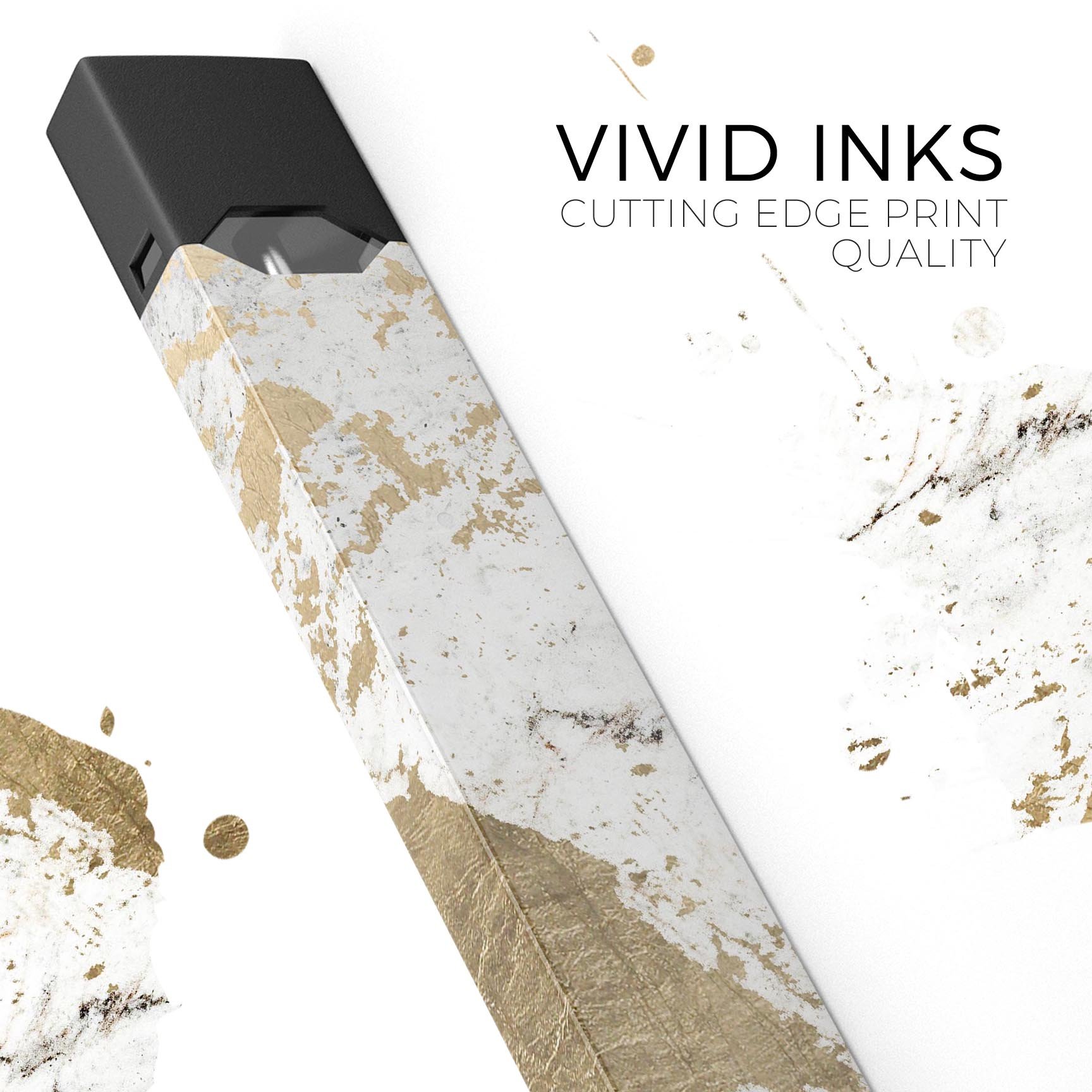 Gold Foiled Marble skin-wrap sticker designed for JUUL vaping device, showcasing a stylish marble pattern with gold accents.