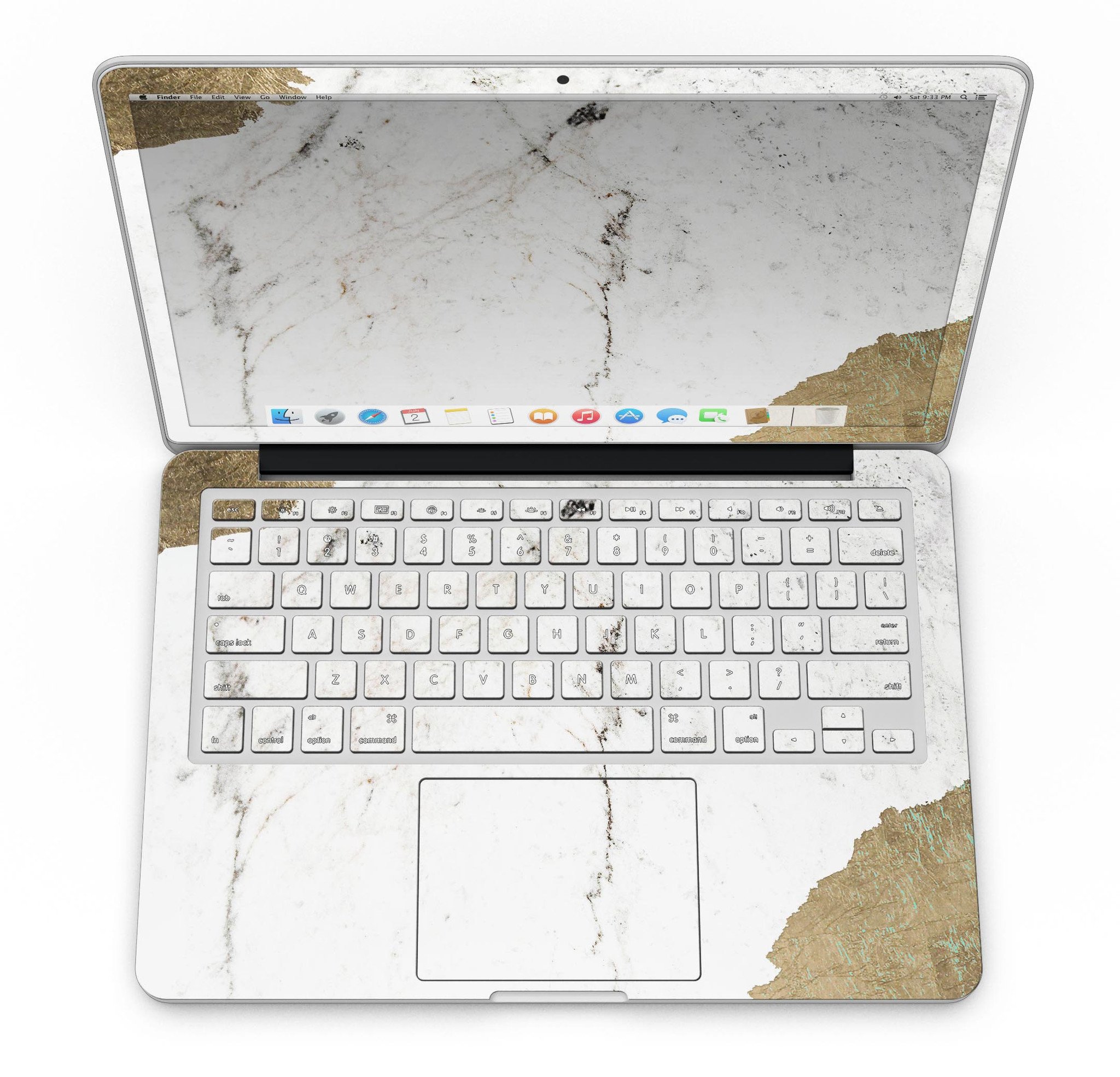 Gold Foiled Marble skin for MacBook Pro with Retina Display, showcasing a stylish design that offers protection and personalization.