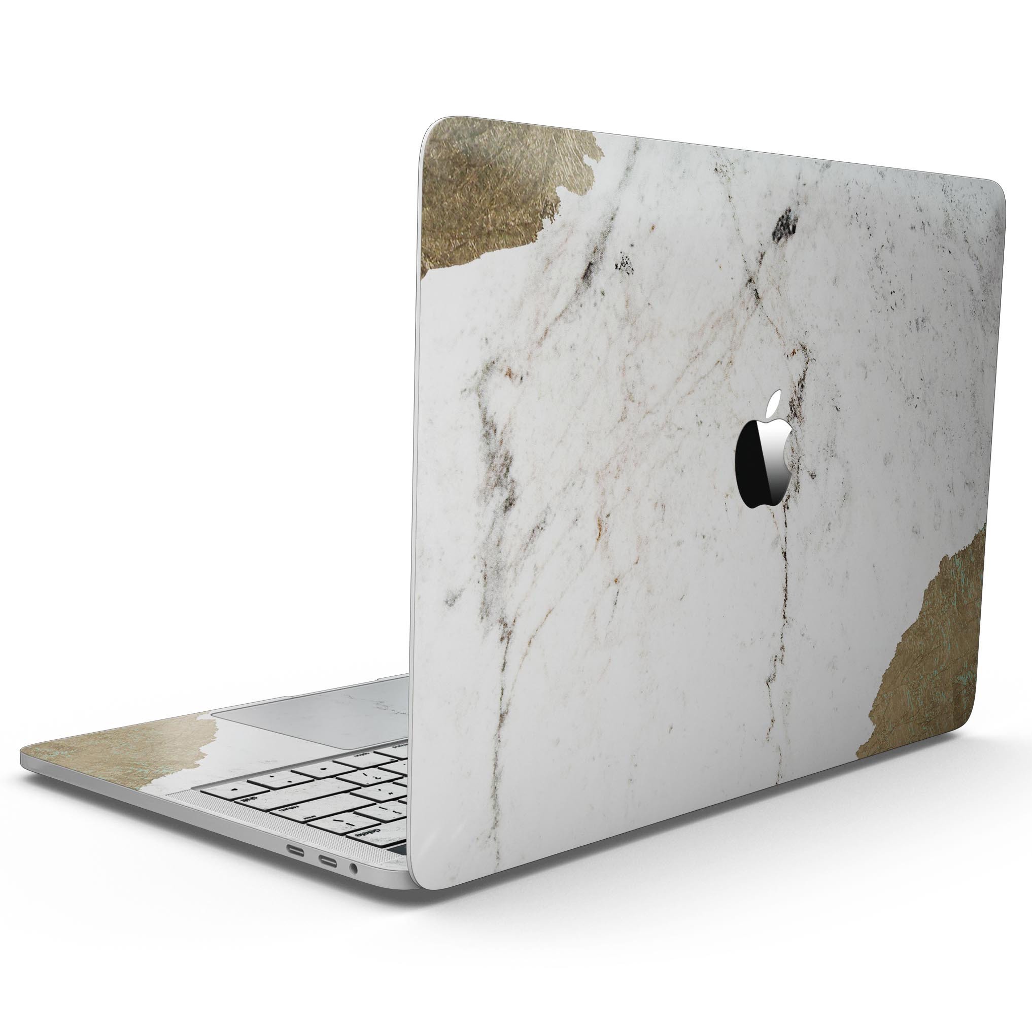 Gold Foiled Marble skin kit for MacBook Pro with Touch Bar, showcasing a stylish design that protects the device.