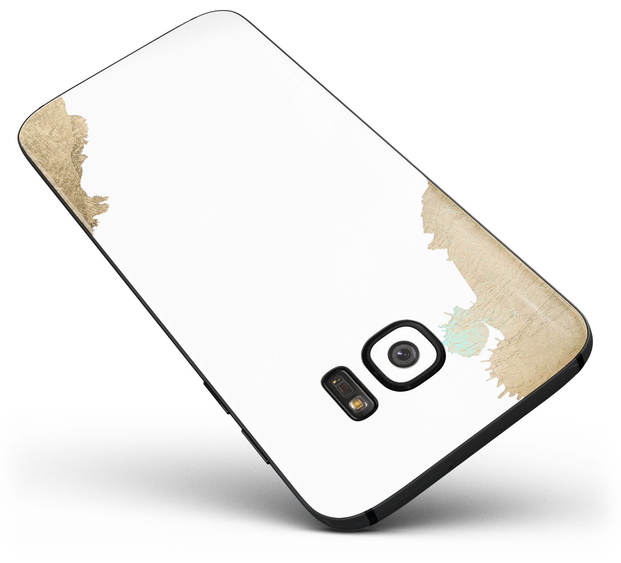 Gold Foiled White Full Body Skin-Kit for Samsung Galaxy S7 and S7 Edge, showcasing premium vinyl design and precision cuts.