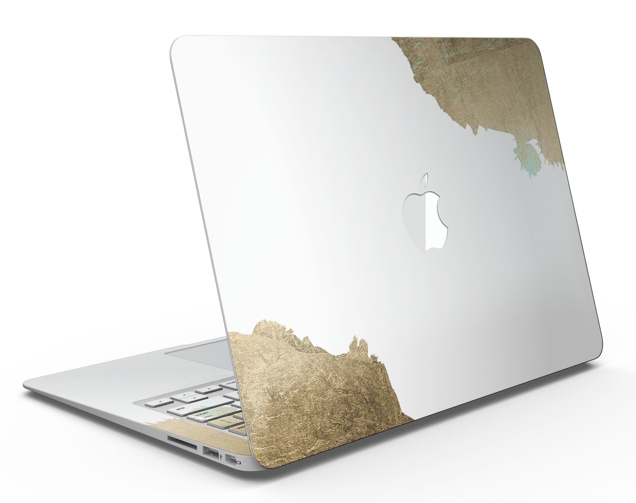 Gold Foiled White MacBook Air Skin Kit showcasing a stylish design with premium vinyl material.
