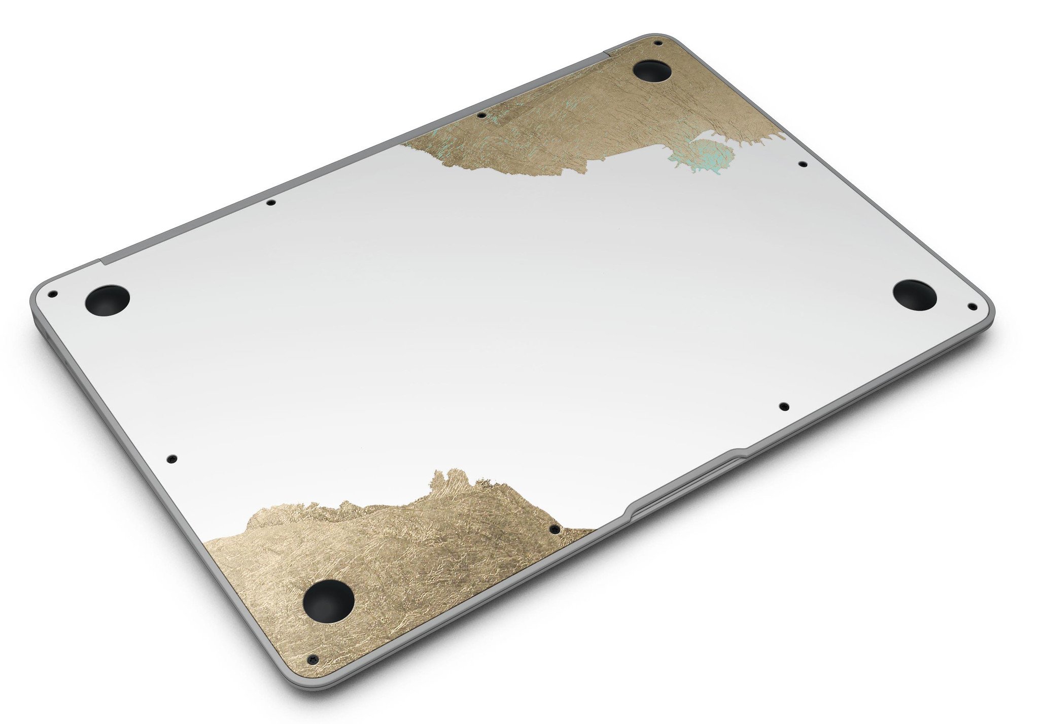 Gold Foiled White MacBook Air Skin Kit showcasing a stylish design with premium vinyl material.