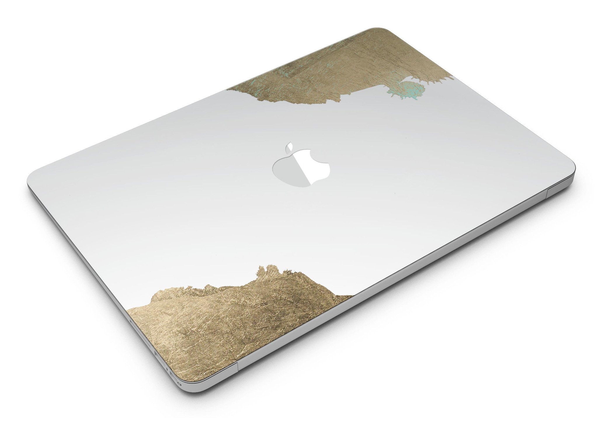 Gold Foiled White MacBook Air Skin Kit showcasing a stylish design with premium vinyl material.