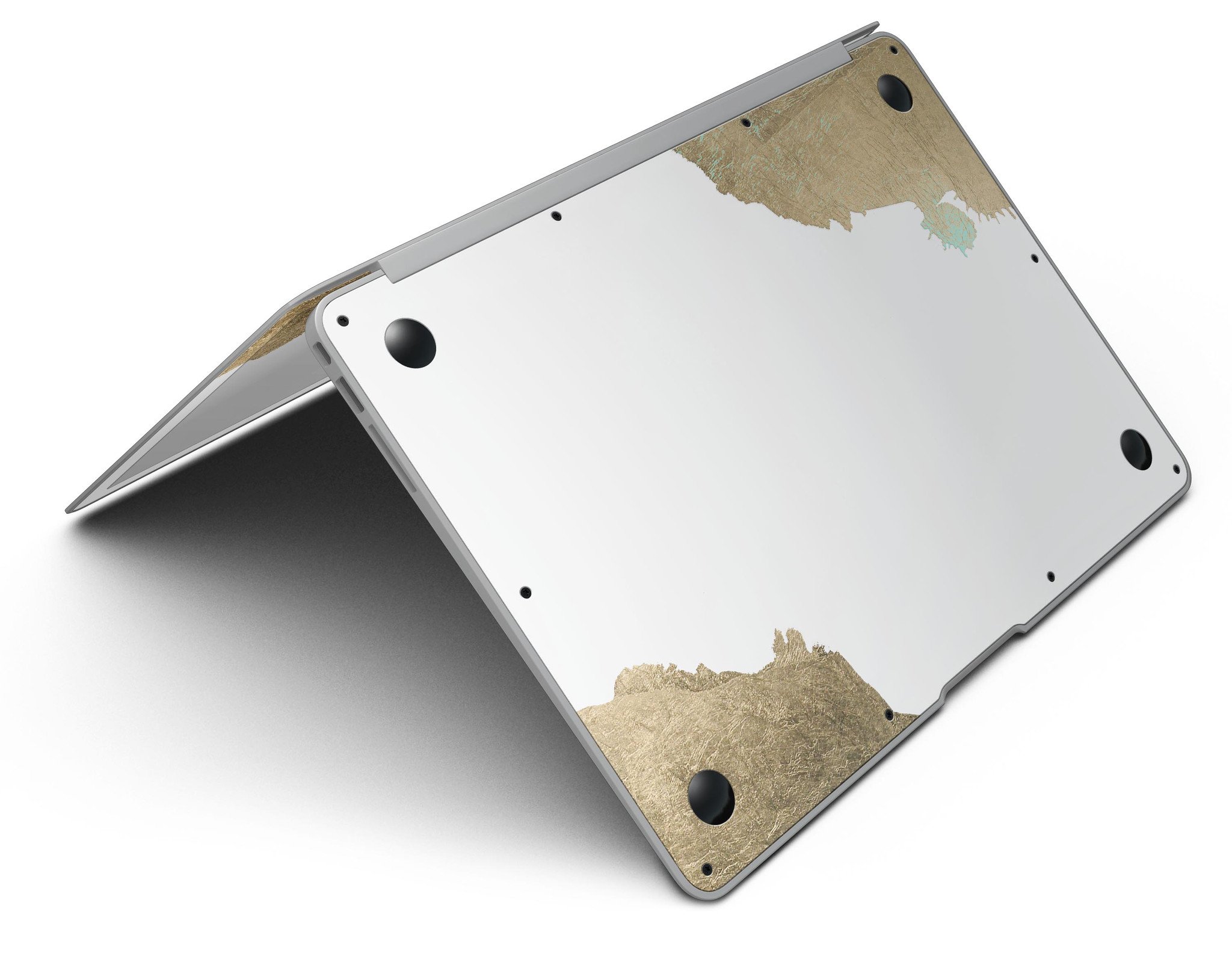 Gold Foiled White MacBook Air Skin Kit showcasing a stylish design with premium vinyl material.