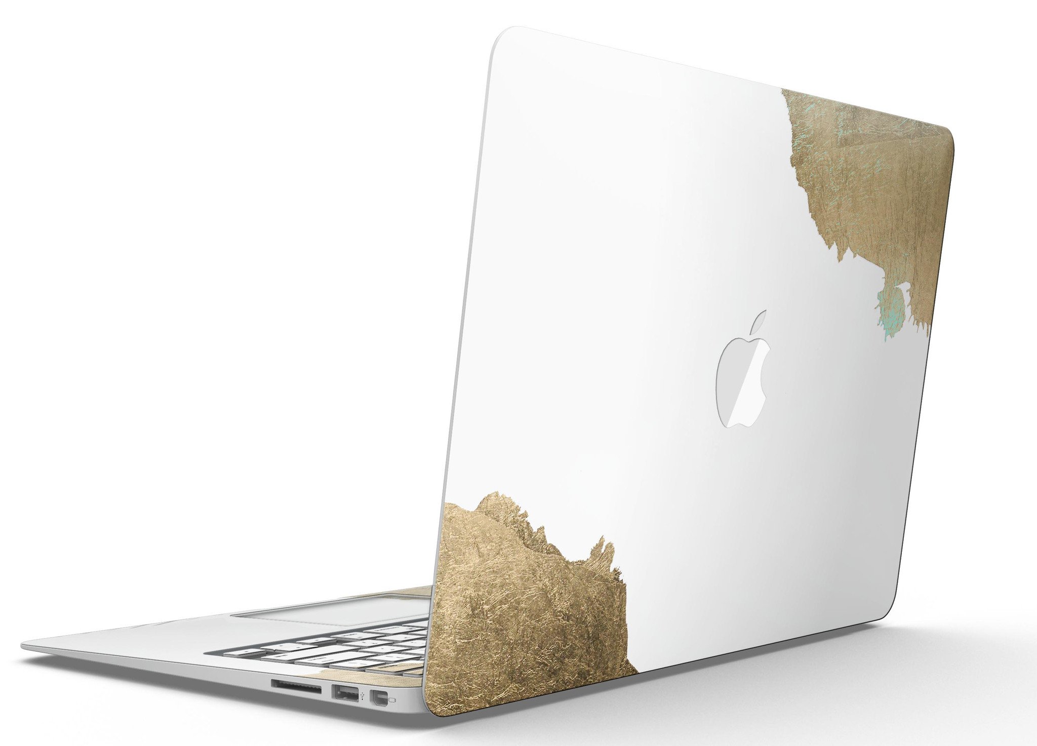 Gold Foiled White MacBook Air Skin Kit showcasing a stylish design with premium vinyl material.