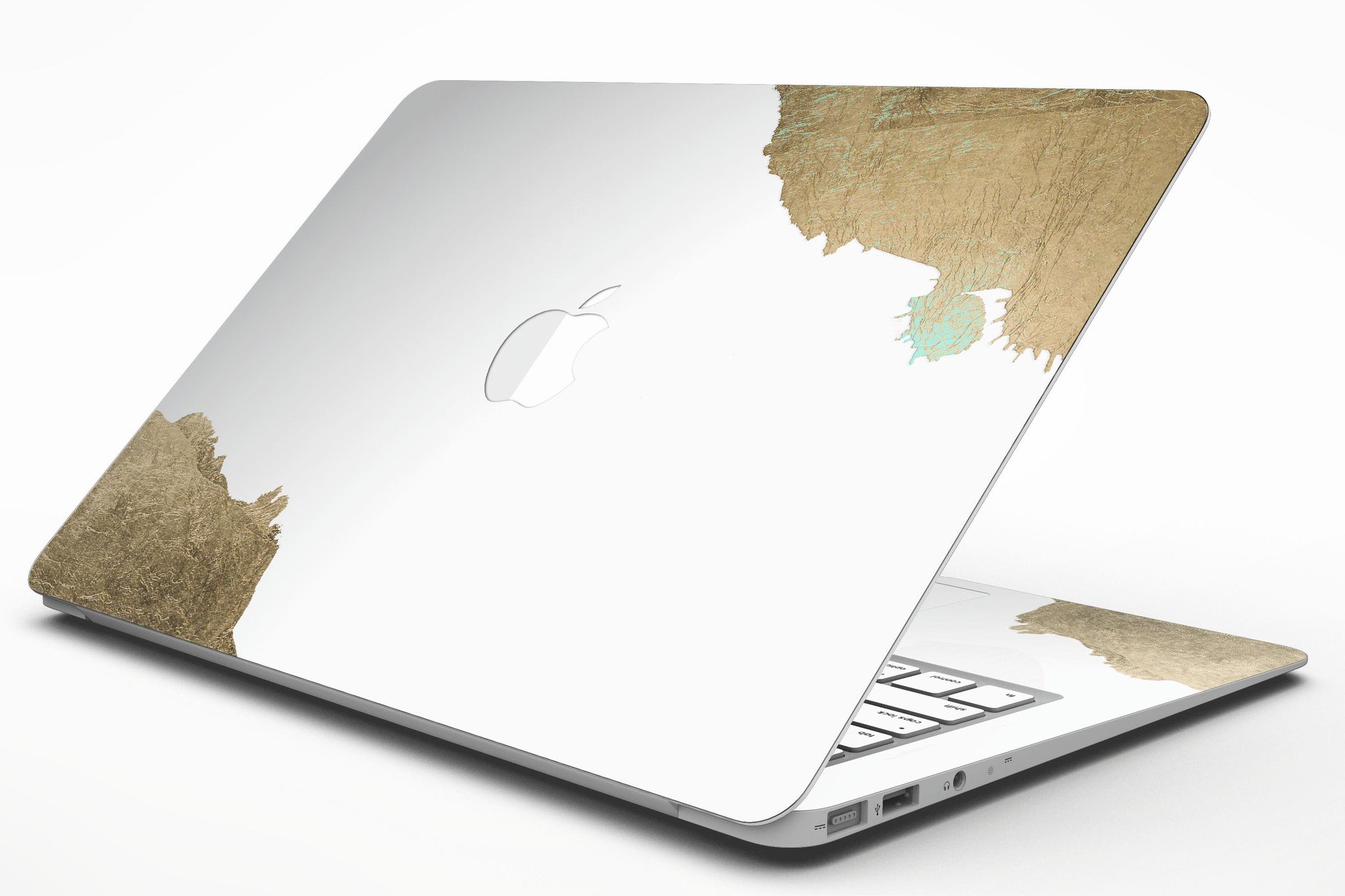Gold Foiled White MacBook Air Skin Kit showcasing a stylish design with premium vinyl material.