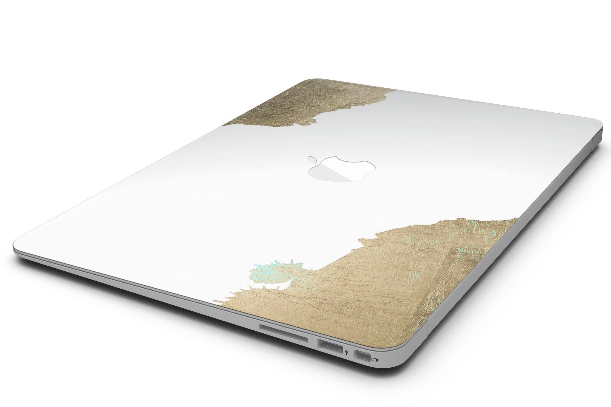 Gold Foiled White MacBook Air Skin Kit showcasing a stylish design with premium vinyl material.