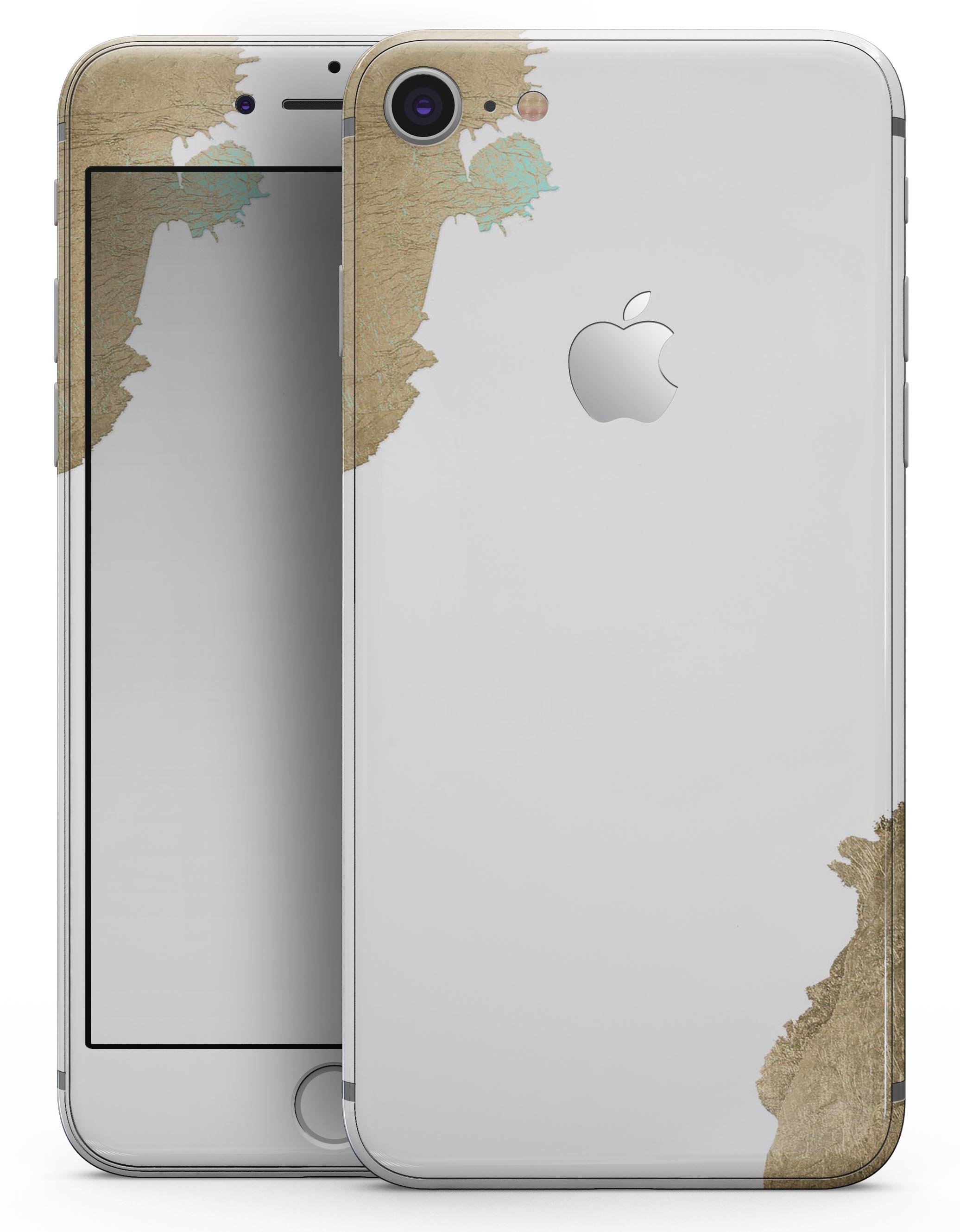 Gold Foiled White skin kit for iPhone 8 and 8 Plus, showcasing a sleek design with a luxurious gold foil finish.