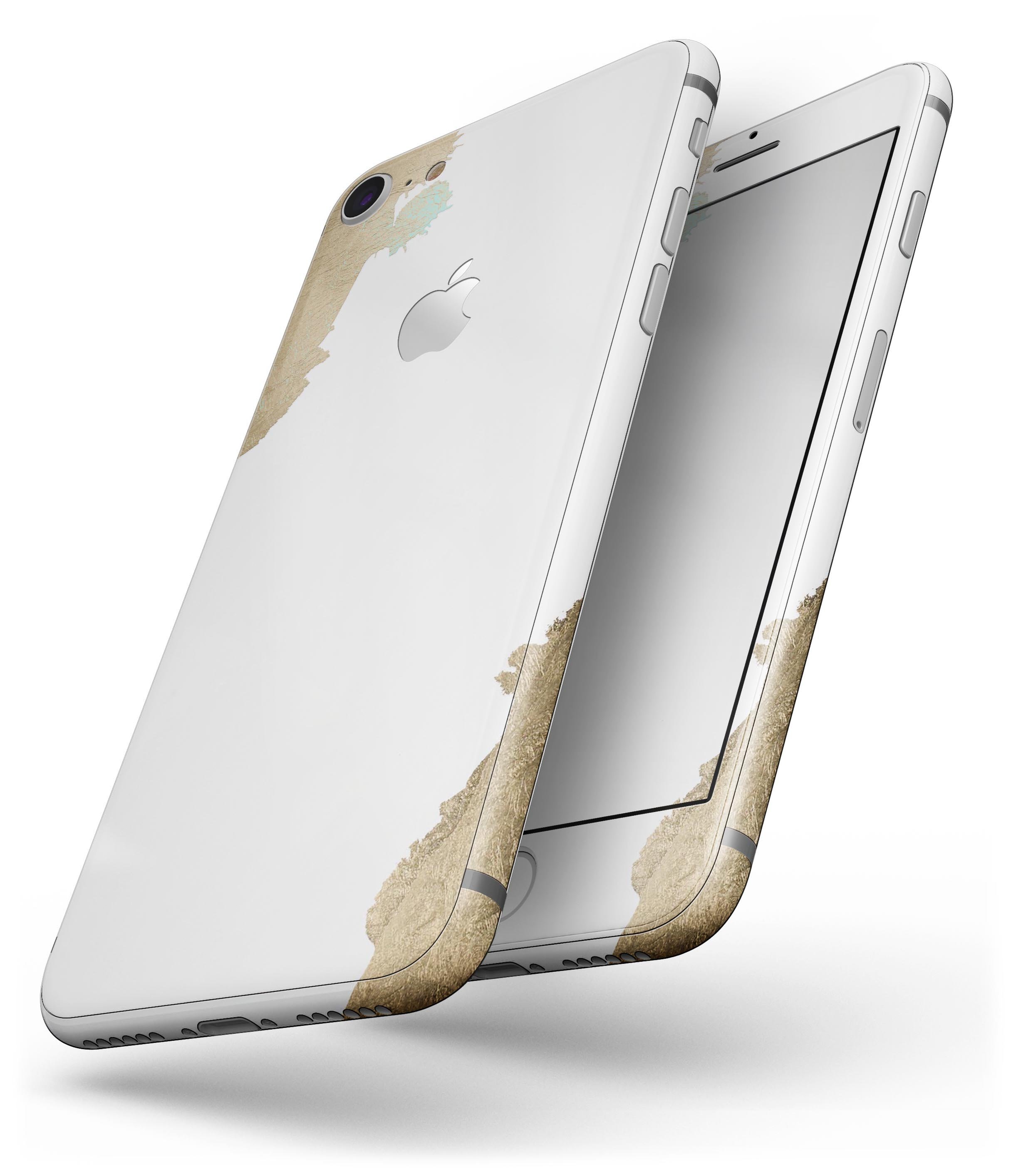 Gold Foiled White skin kit for iPhone 8 and 8 Plus, showcasing a sleek design with a luxurious gold foil finish.