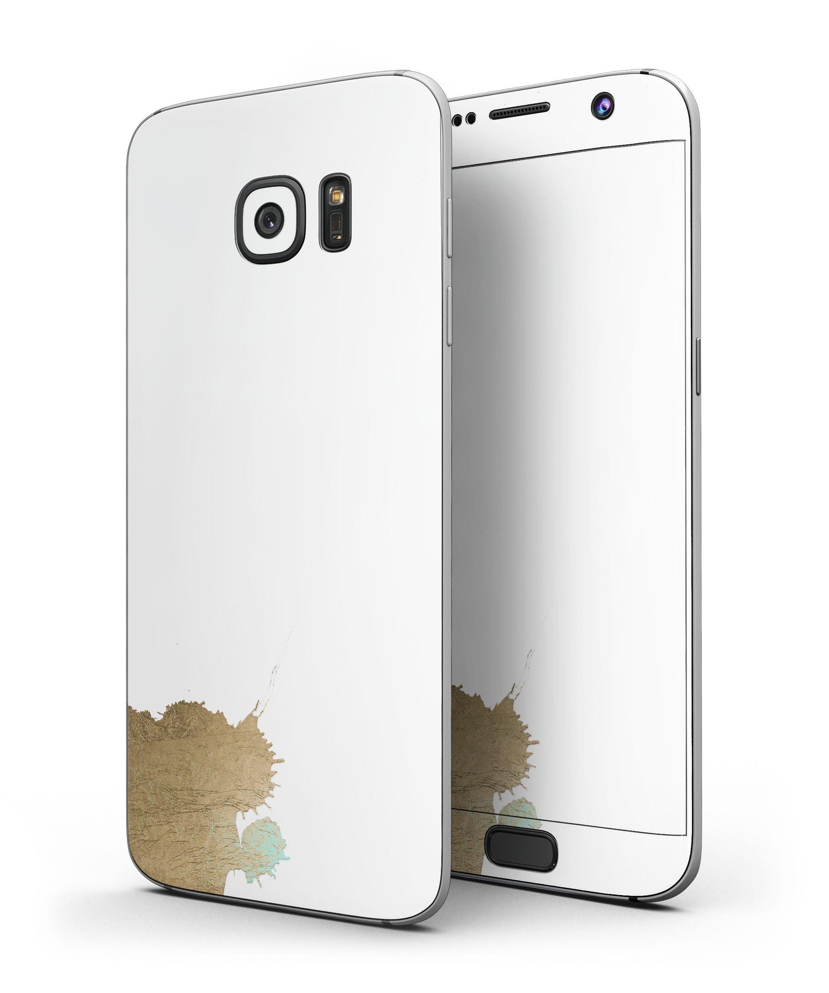 Gold Foiled White v2 Full Body Skin-Kit for Samsung Galaxy S7 and S7 Edge, showcasing a sleek design and premium finish.