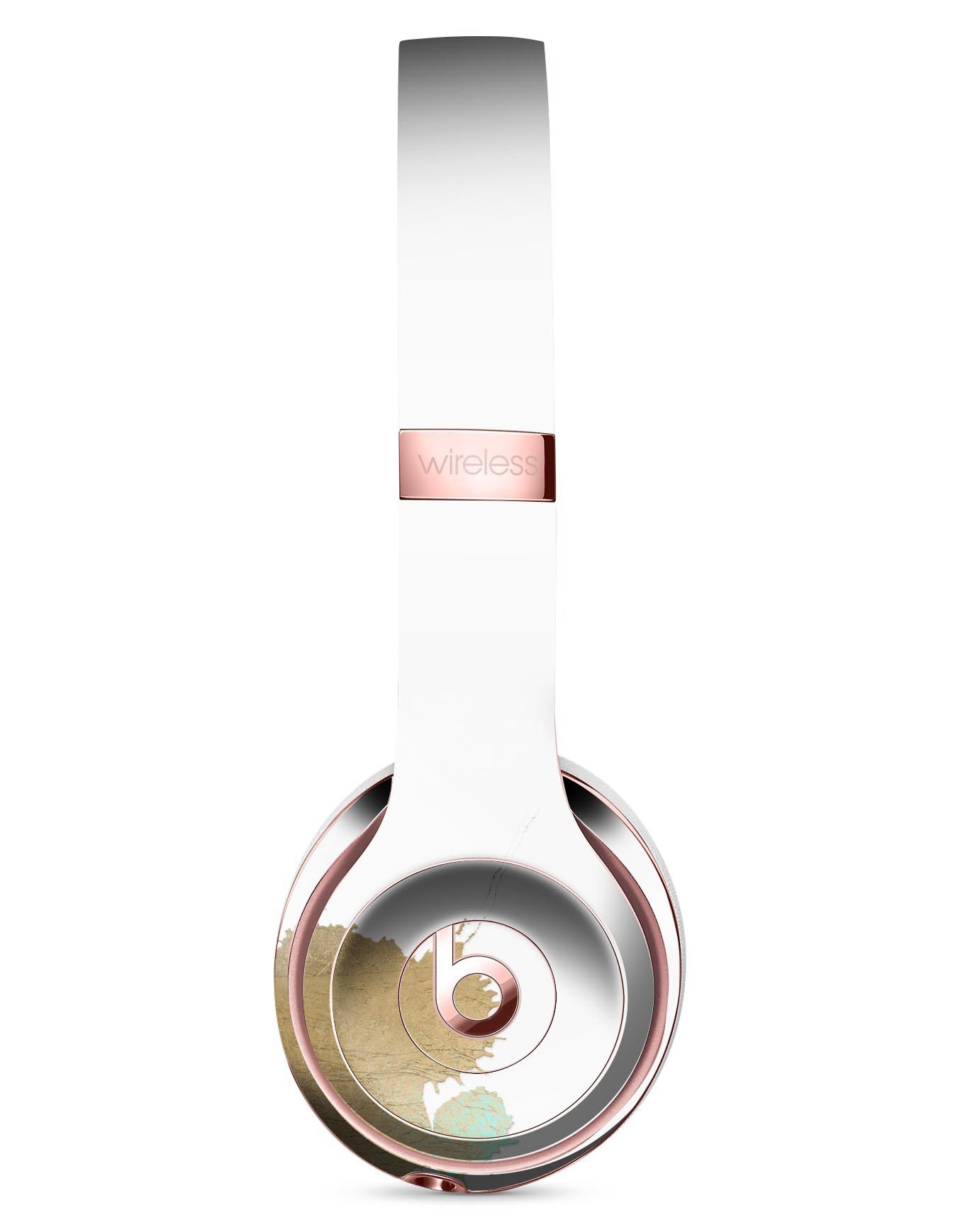 Gold Foiled White Full-Body Skin Kit for Beats by Dre Solo 3, showcasing stylish design and premium vinyl material.