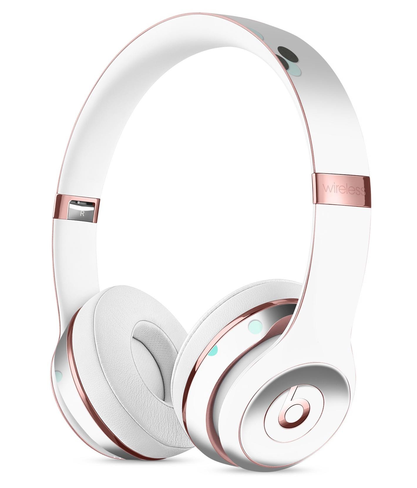 Gold Foiled White Full-Body Skin Kit for Beats by Dre Solo 3, showcasing a stylish design that protects headphones from scratches.