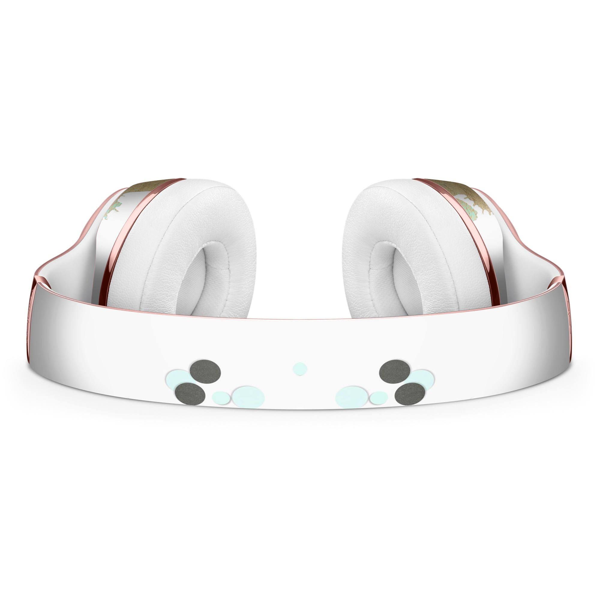 Gold Foiled White Full-Body Skin Kit for Beats by Dre Solo 3, showcasing a stylish design that protects headphones from scratches.