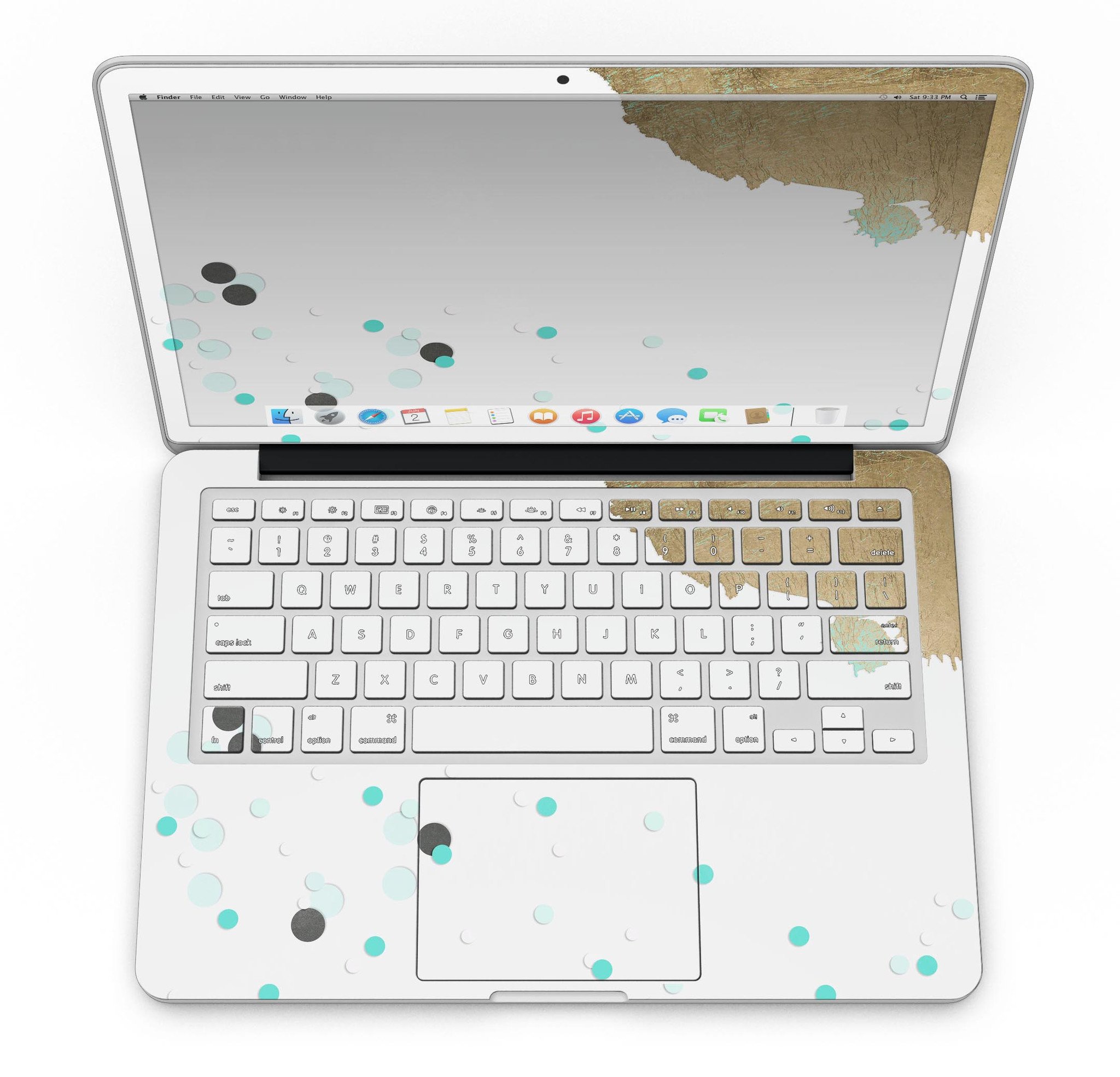 Gold Foiled White skin for MacBook Pro with Retina Display, showcasing a stylish design that offers full coverage and protection.