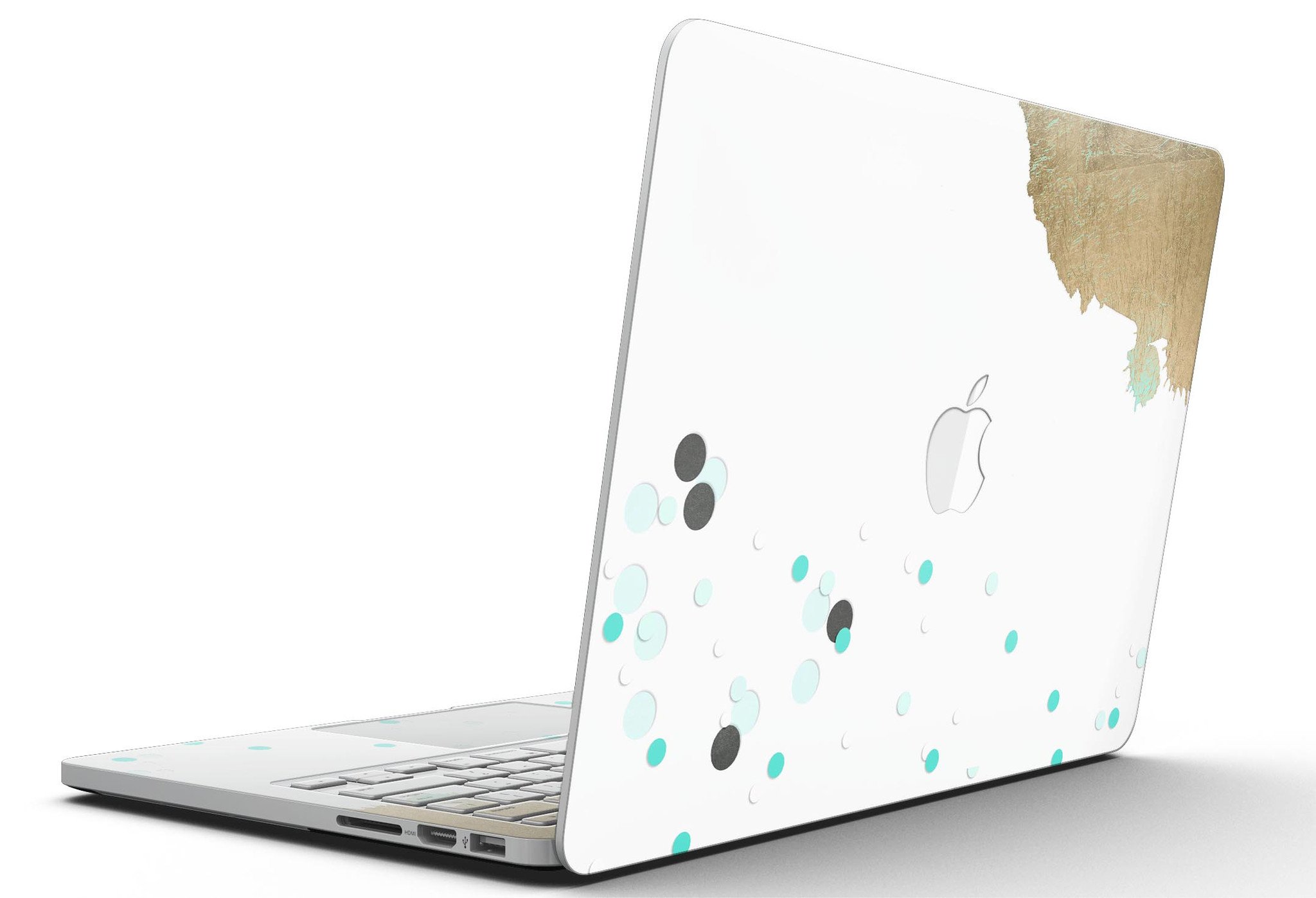 Gold Foiled White skin for MacBook Pro with Retina Display, showcasing a stylish design that offers full coverage and protection.