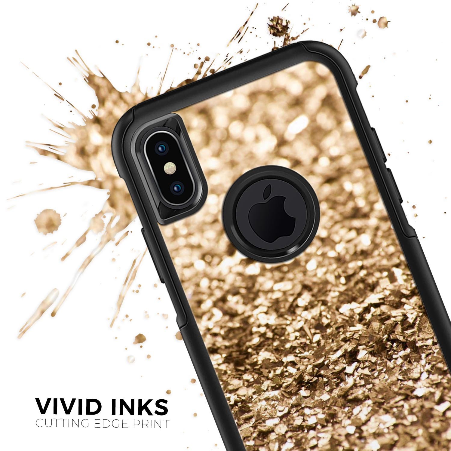 Gold Glimmer V2 Skin Kit for iPhone OtterBox Cases featuring a stylish design and premium materials.
