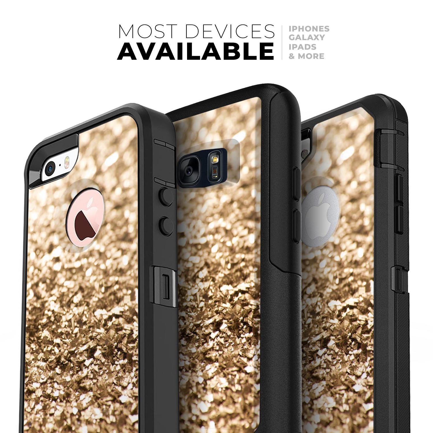 Gold Glimmer V2 Skin Kit for iPhone OtterBox Cases featuring a stylish design and premium materials.