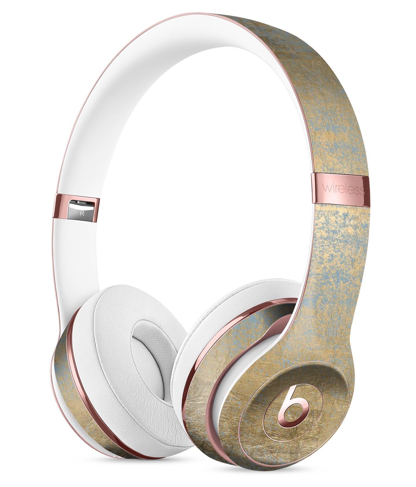 Gold Scratched Foil Full-Body Skin Kit for Beats by Dre Solo 3, showcasing its stylish design and premium vinyl material.