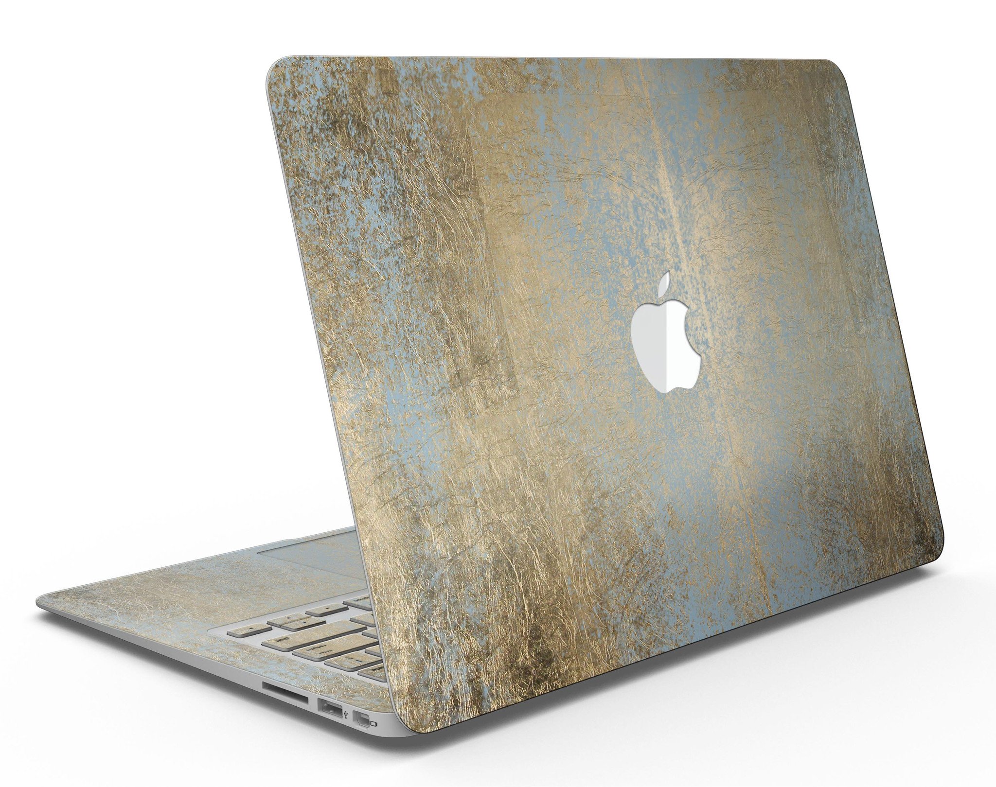 Gold Scratched Foil skin kit for MacBook Air, showcasing a stylish design that protects the device from scratches.