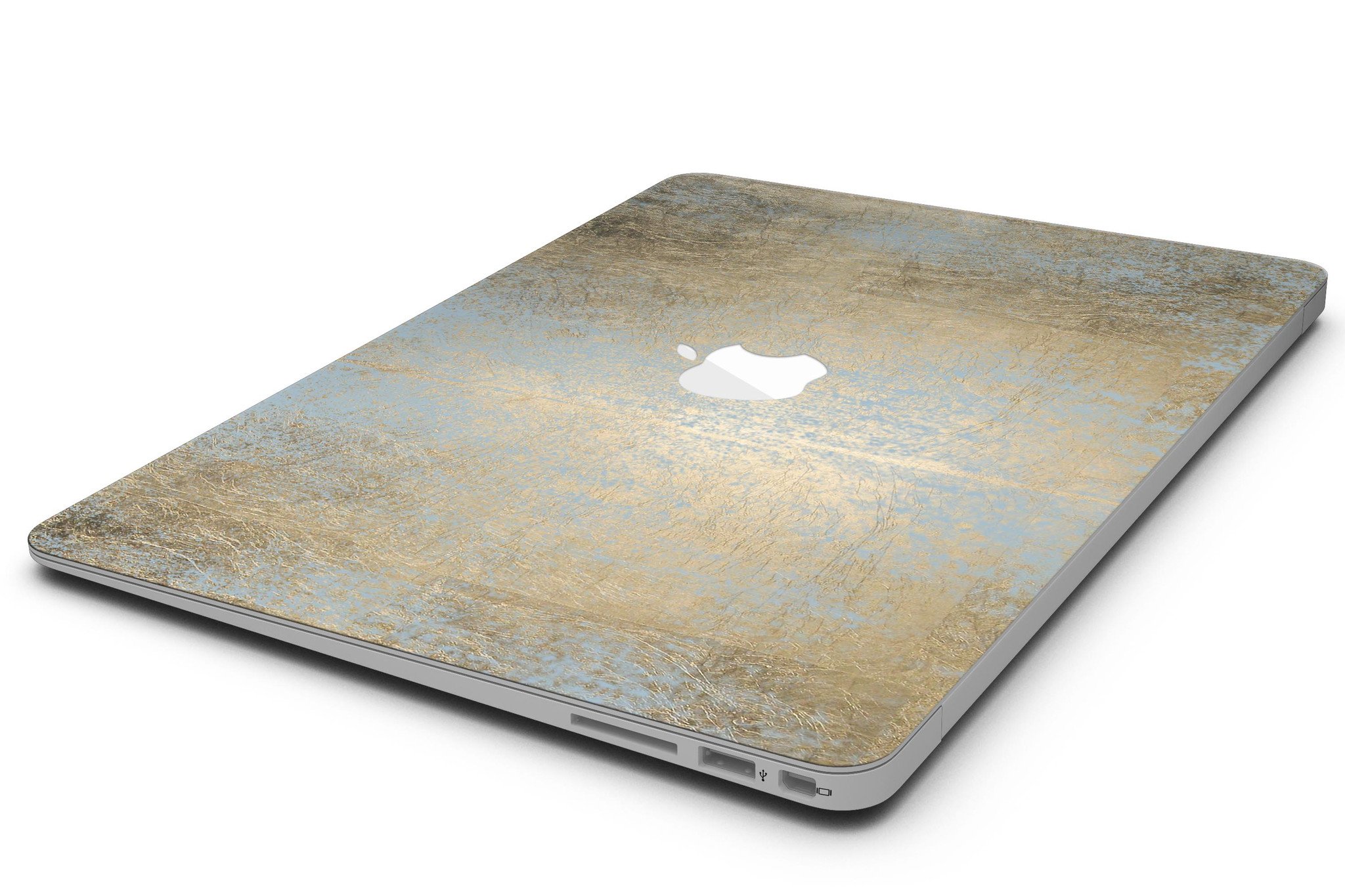 Gold Scratched Foil skin kit for MacBook Air, showcasing a stylish design that protects the device from scratches.