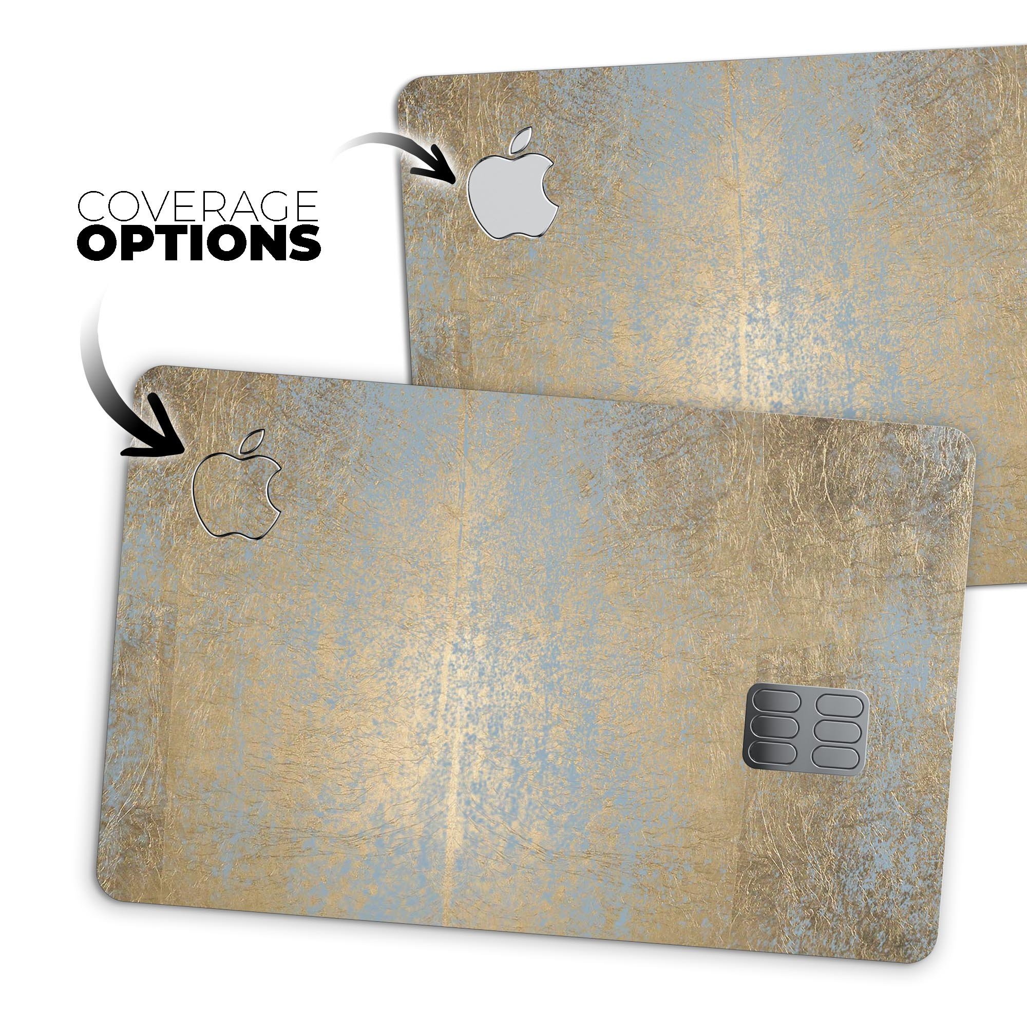 Gold Scratched Foil decal skin-kit for Apple Card, showcasing premium vinyl finish and bubble-free installation.