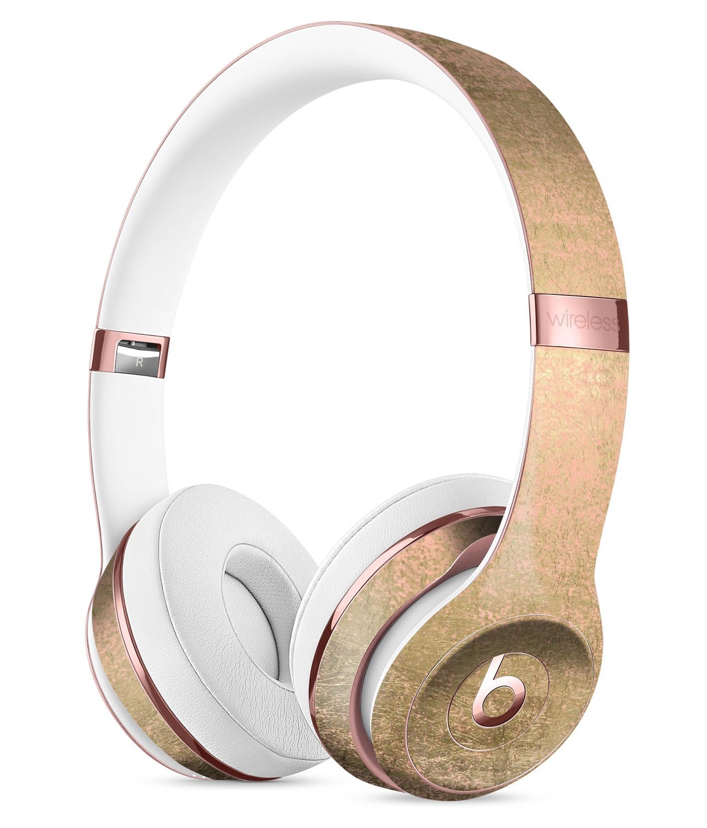 Gold Scratched Foil skin kit for Beats by Dre Solo 3 headphones, showcasing a stylish design and premium vinyl material.
