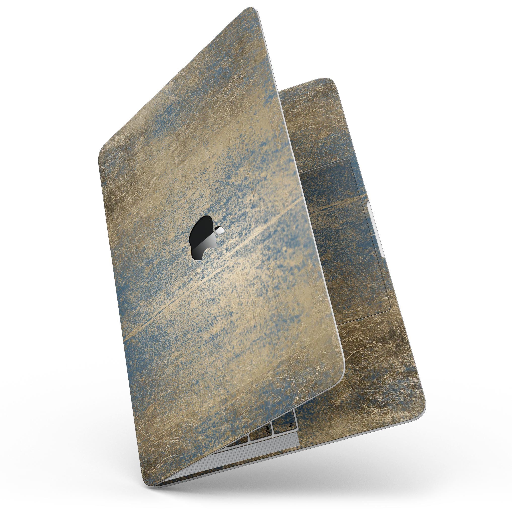 Gold Scratched Foil skin kit for MacBook Pro with Touch Bar, showcasing a stylish design that protects against scratches.