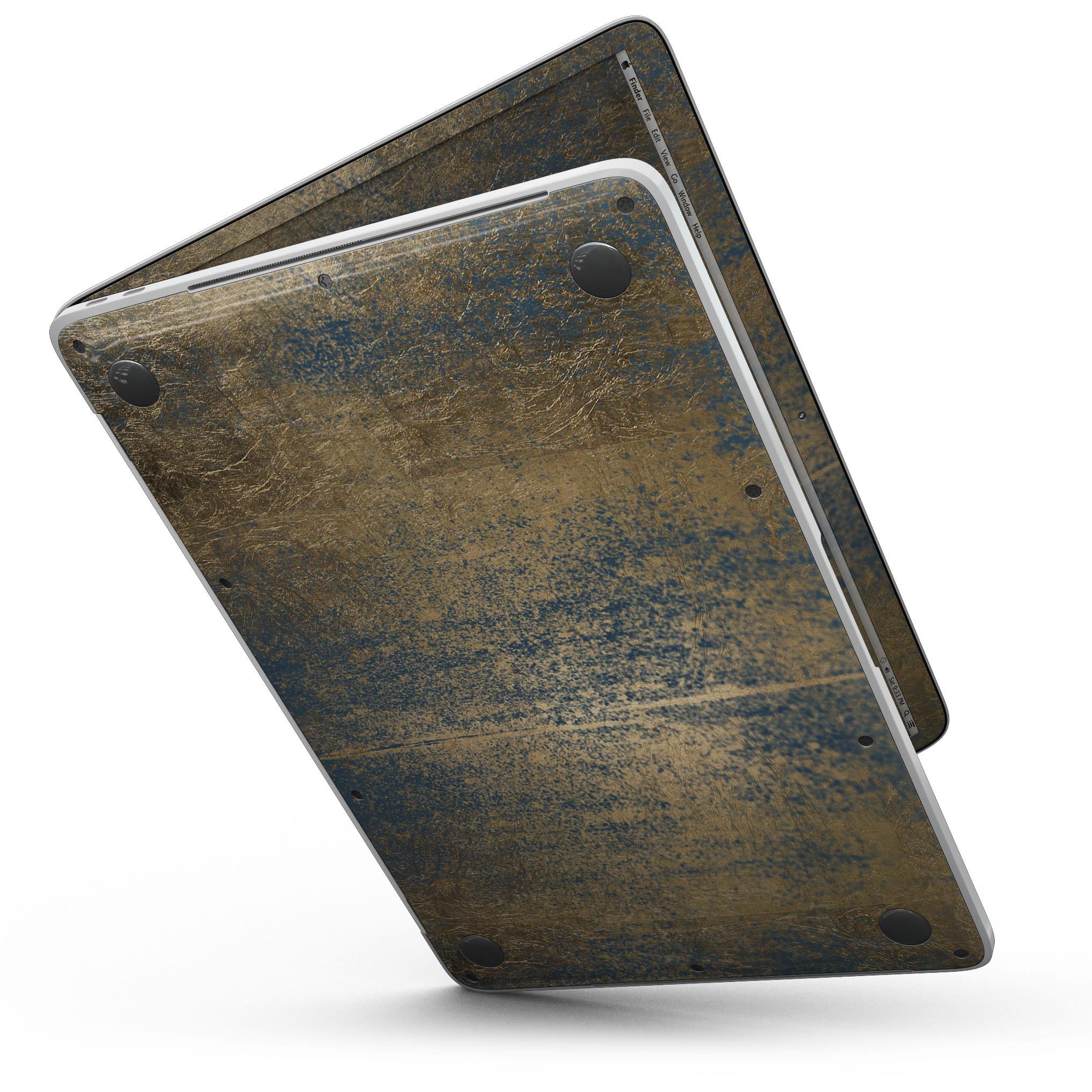Gold Scratched Foil skin kit for MacBook Pro with Touch Bar, showcasing a stylish design that protects against scratches.