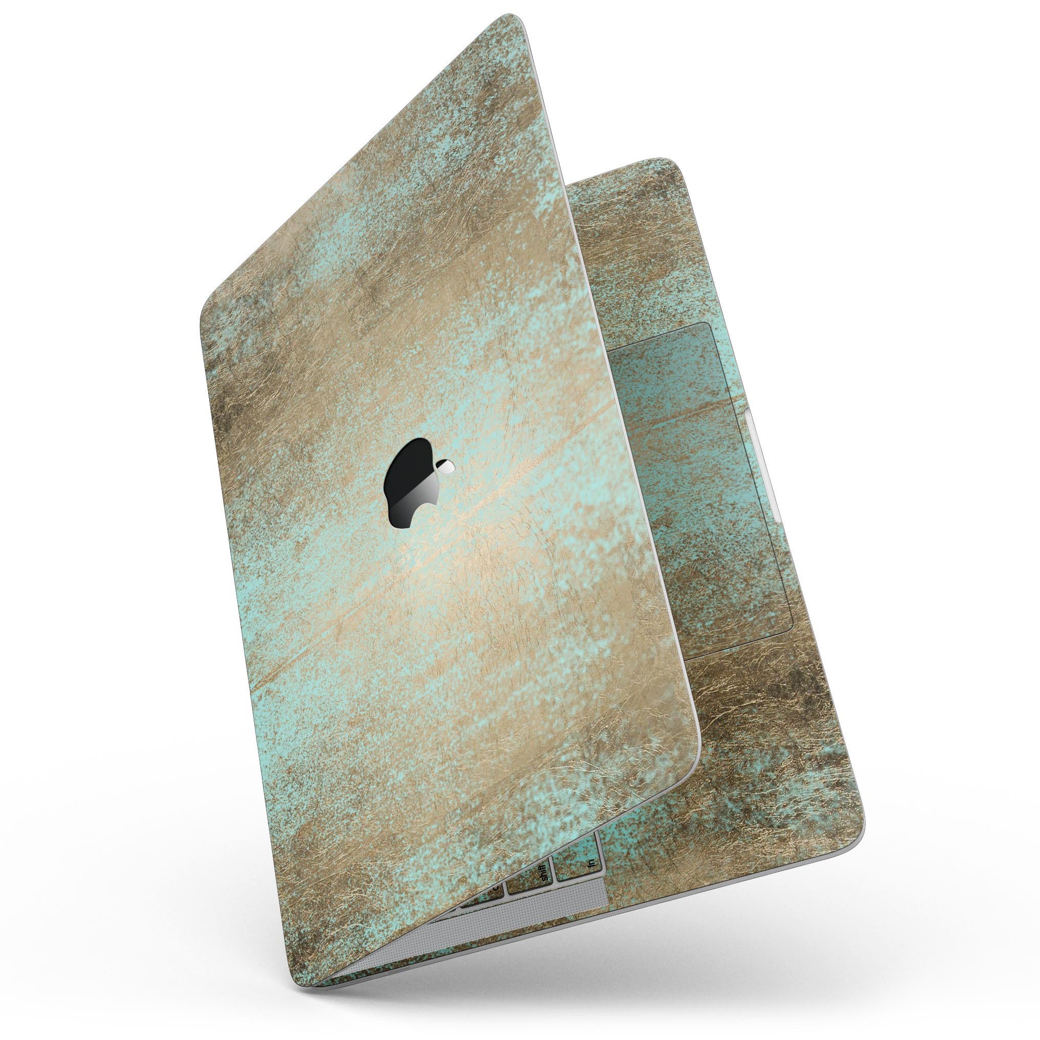 Gold Scratched Foil skin kit for 13" MacBook Pro without Touch Bar, showcasing a stylish design that protects the device.