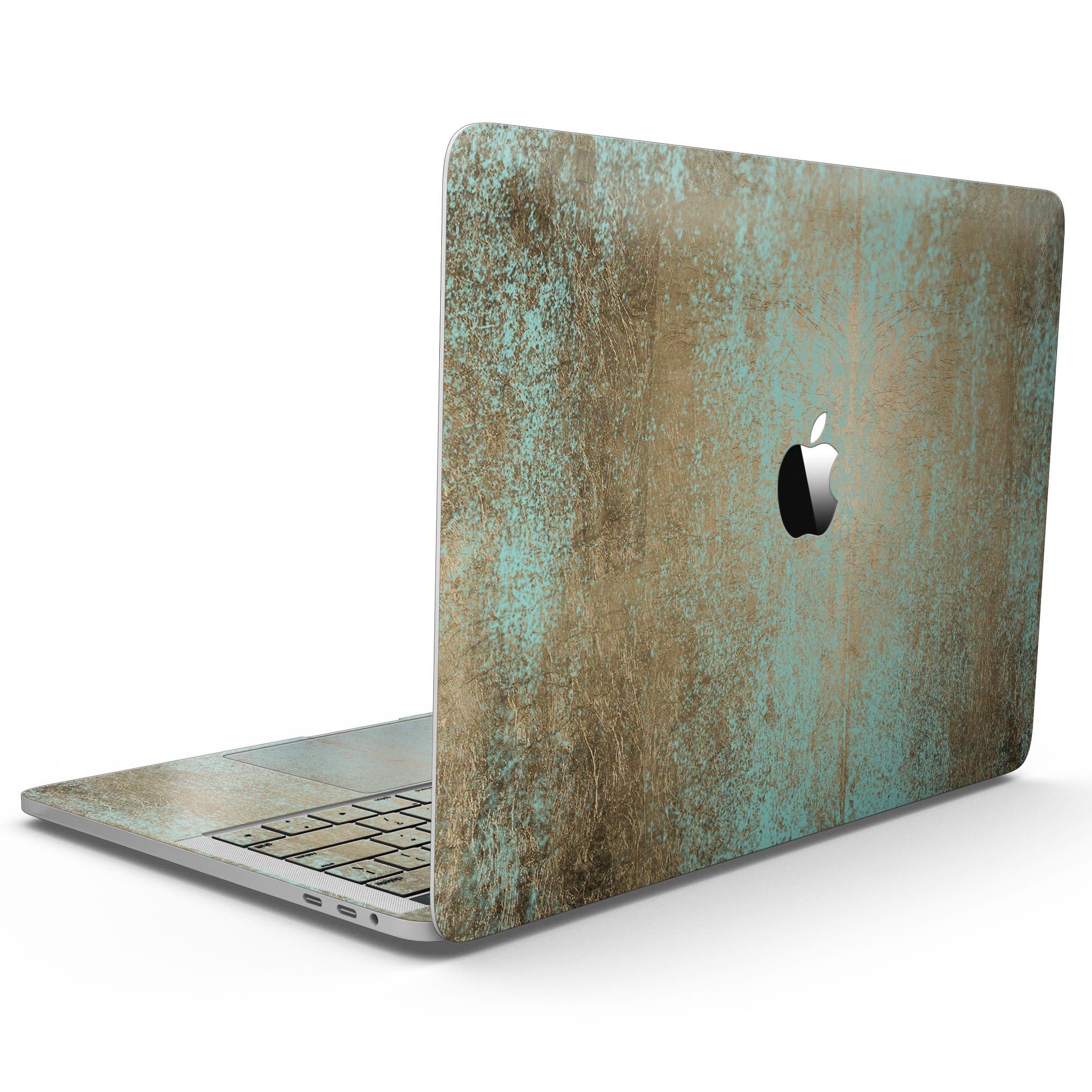 Gold Scratched Foil skin kit for 13" MacBook Pro without Touch Bar, showcasing a stylish design that protects the device.