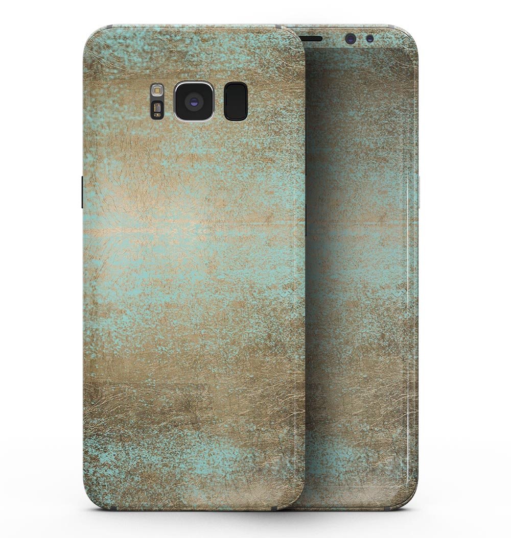 Gold Scratched Foil skin for Samsung Galaxy S8, showcasing a stylish design that protects the device from scratches.