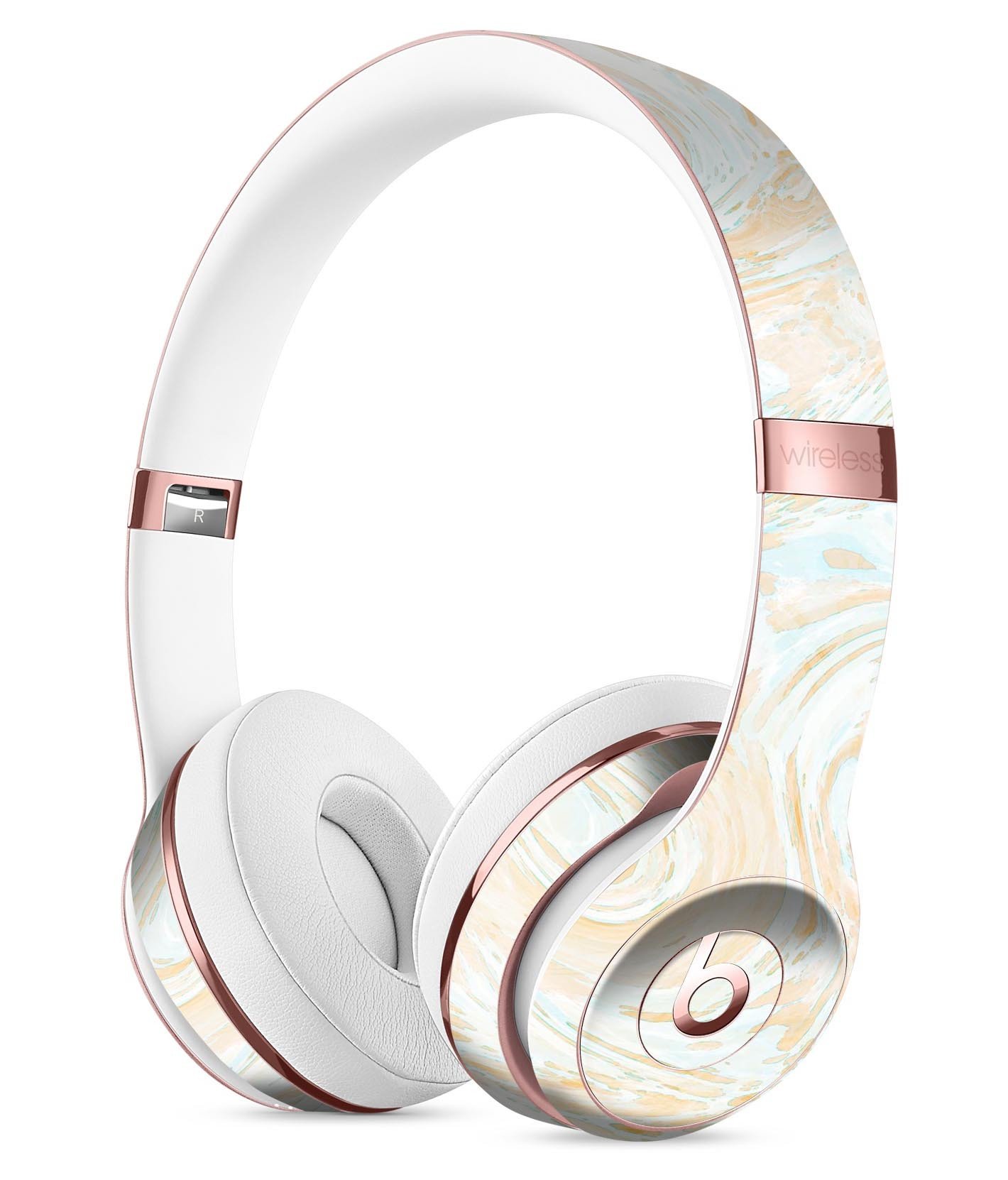 Gold Slate Marble Skin Kit for Beats by Dre Solo 3 Wireless Headphones, showcasing a stylish marble design.