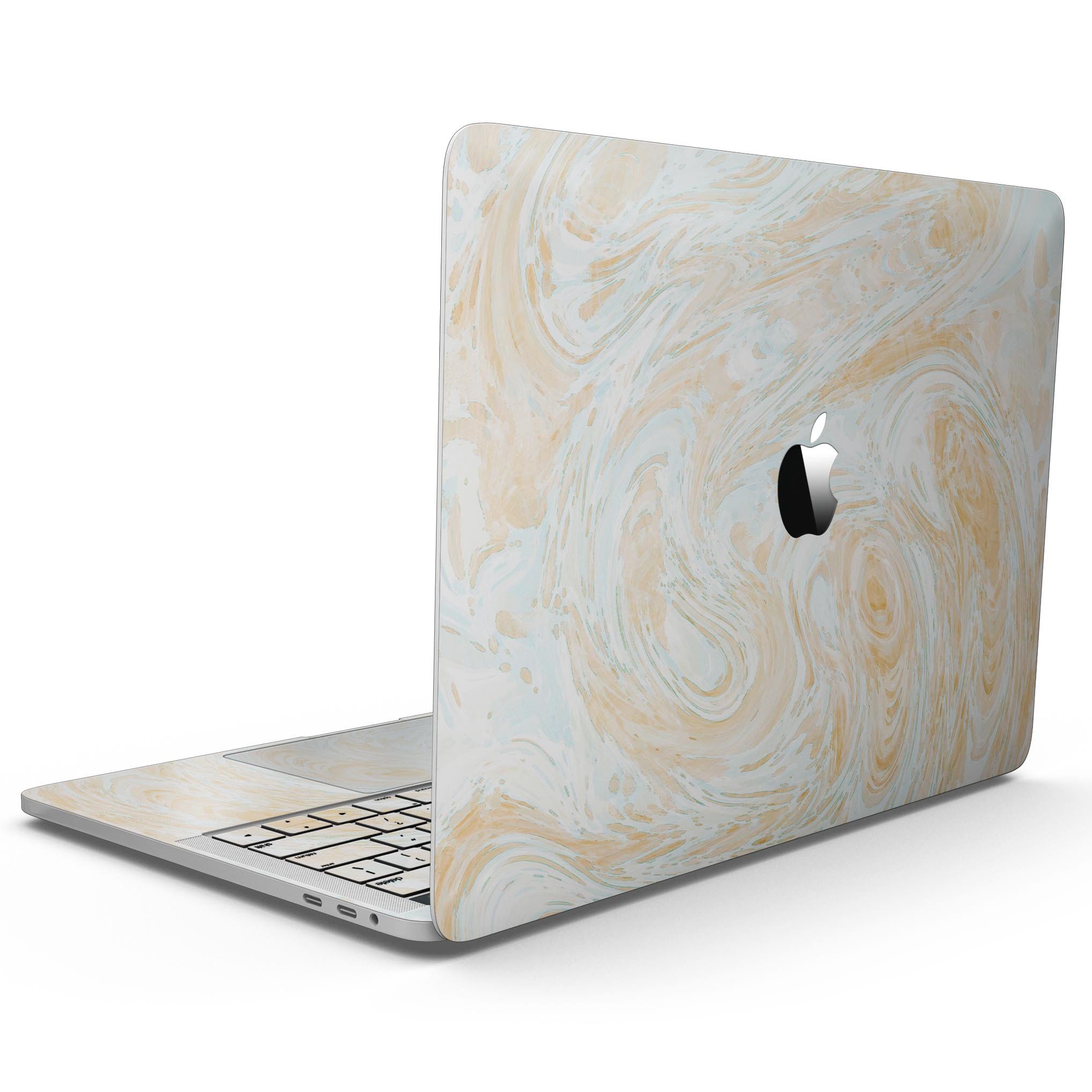 Gold Slate Marble Skin Kit for MacBook Pro with Touch Bar, showcasing a stylish marble design that fits perfectly on the device.