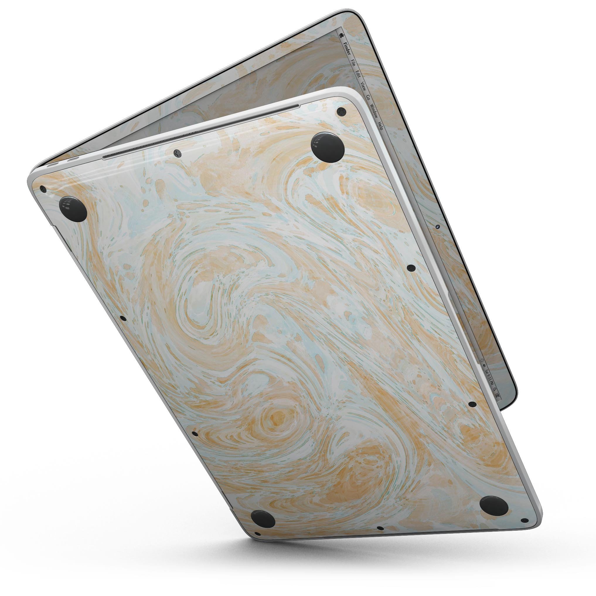 Gold Slate Marble Skin Kit for MacBook Pro with Touch Bar, showcasing a stylish marble design that fits perfectly on the device.