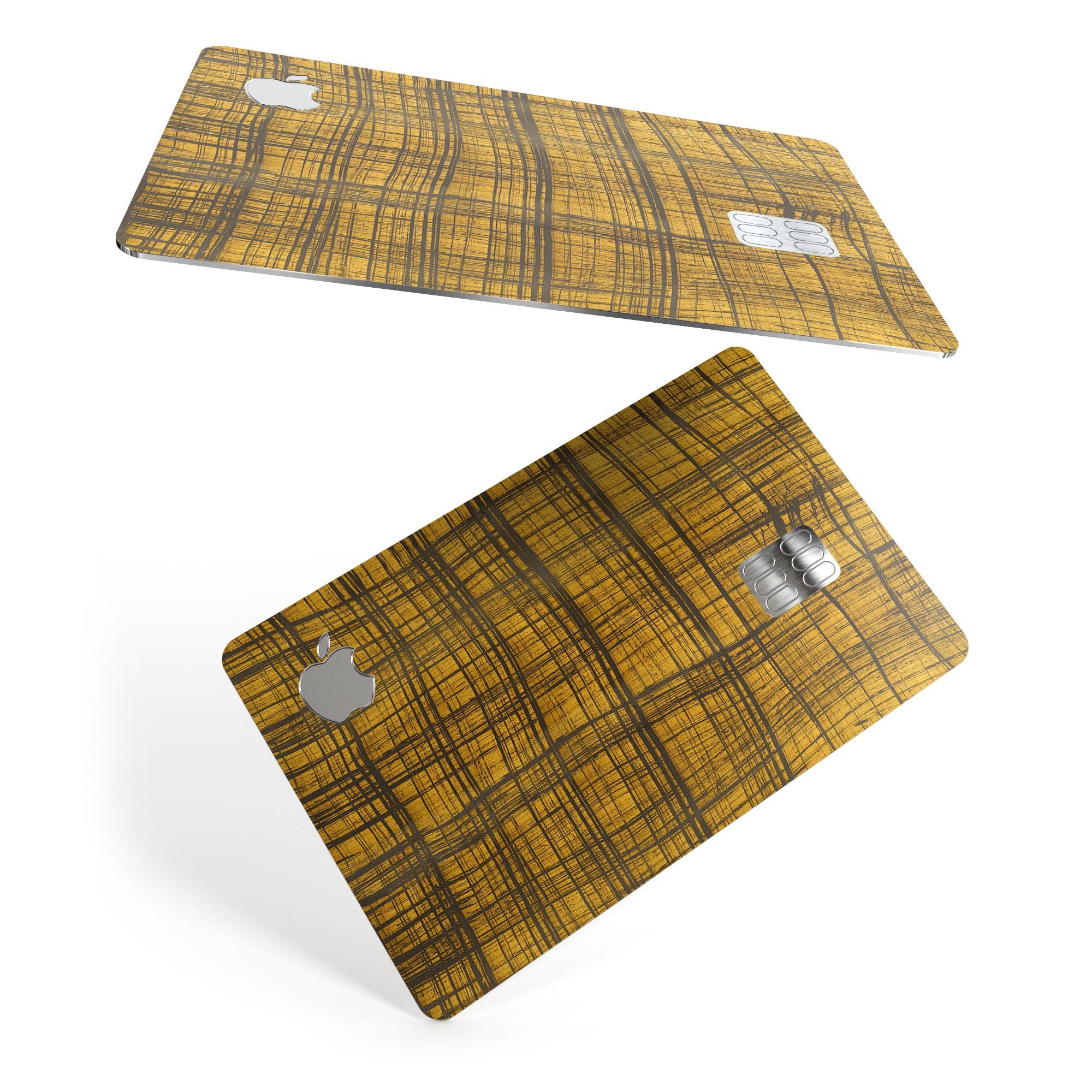 Gold Standard Plaid skin kit for Apple Card, showcasing premium vinyl design and protective features.