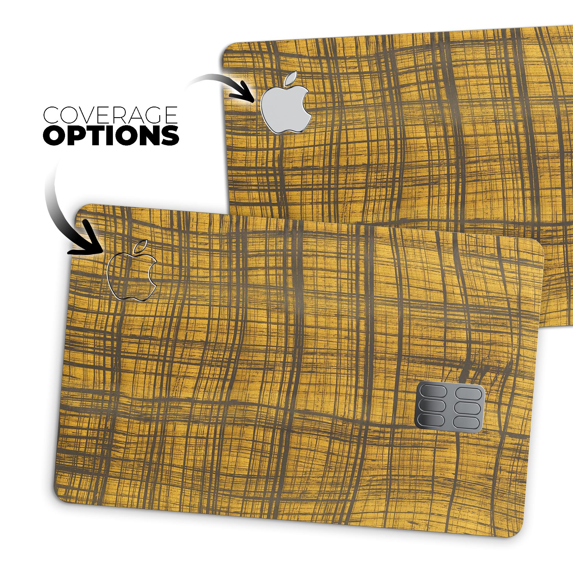 Gold Standard Plaid skin kit for Apple Card, showcasing premium vinyl design and protective features.