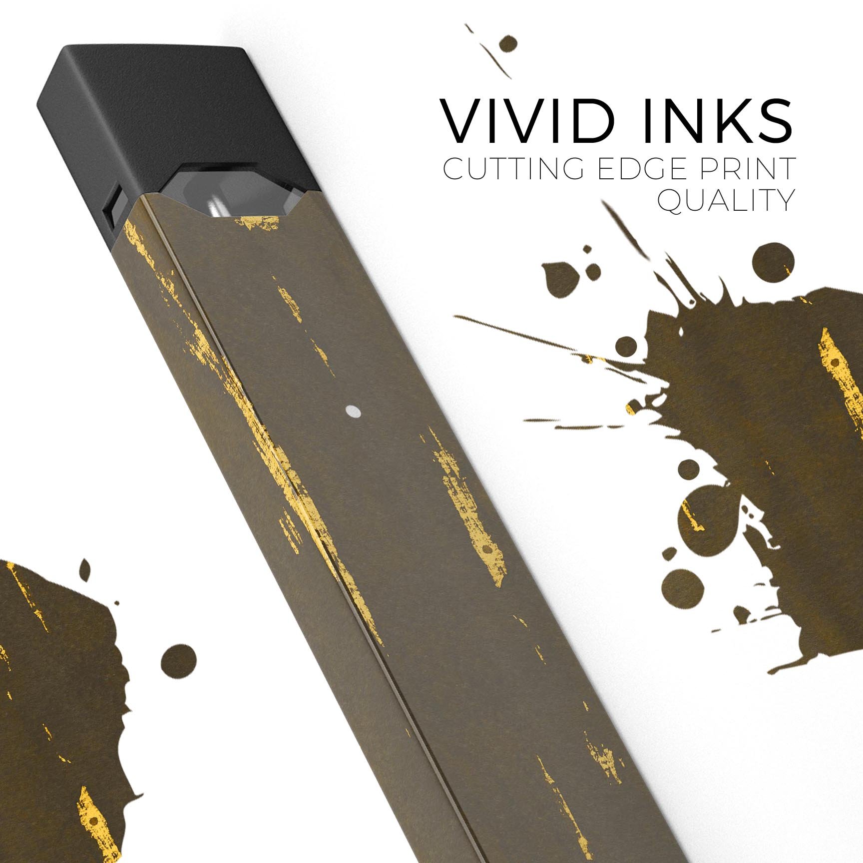 Gold Standard WaterColor Brushed V2 decal skin for JUUL vaping device, showcasing vibrant colors and precise cut for a perfect fit.