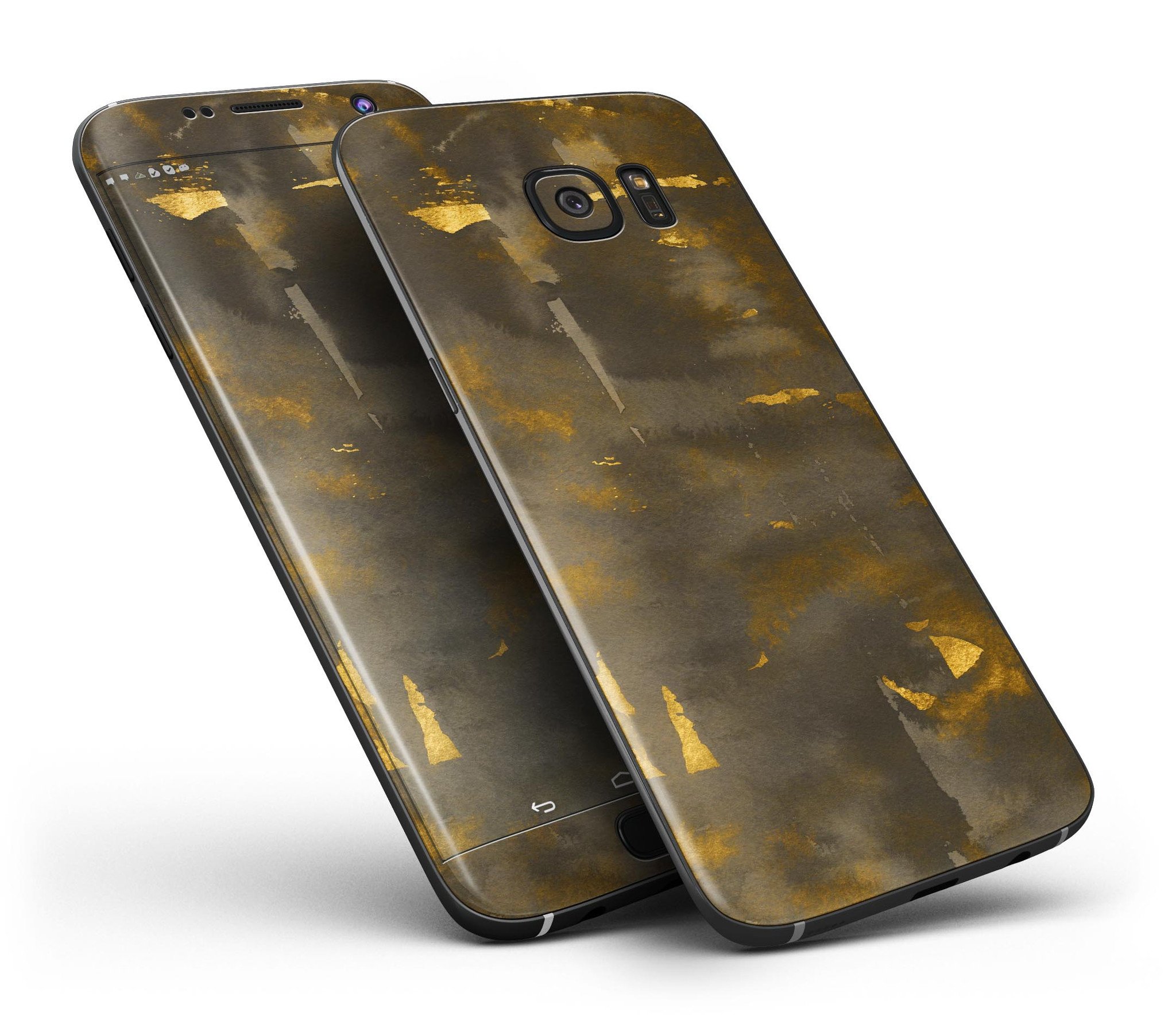 Gold Standard WaterColor Flake V1 skin kit for Samsung Galaxy S7 and S7 Edge, showcasing vibrant colors and premium vinyl material.