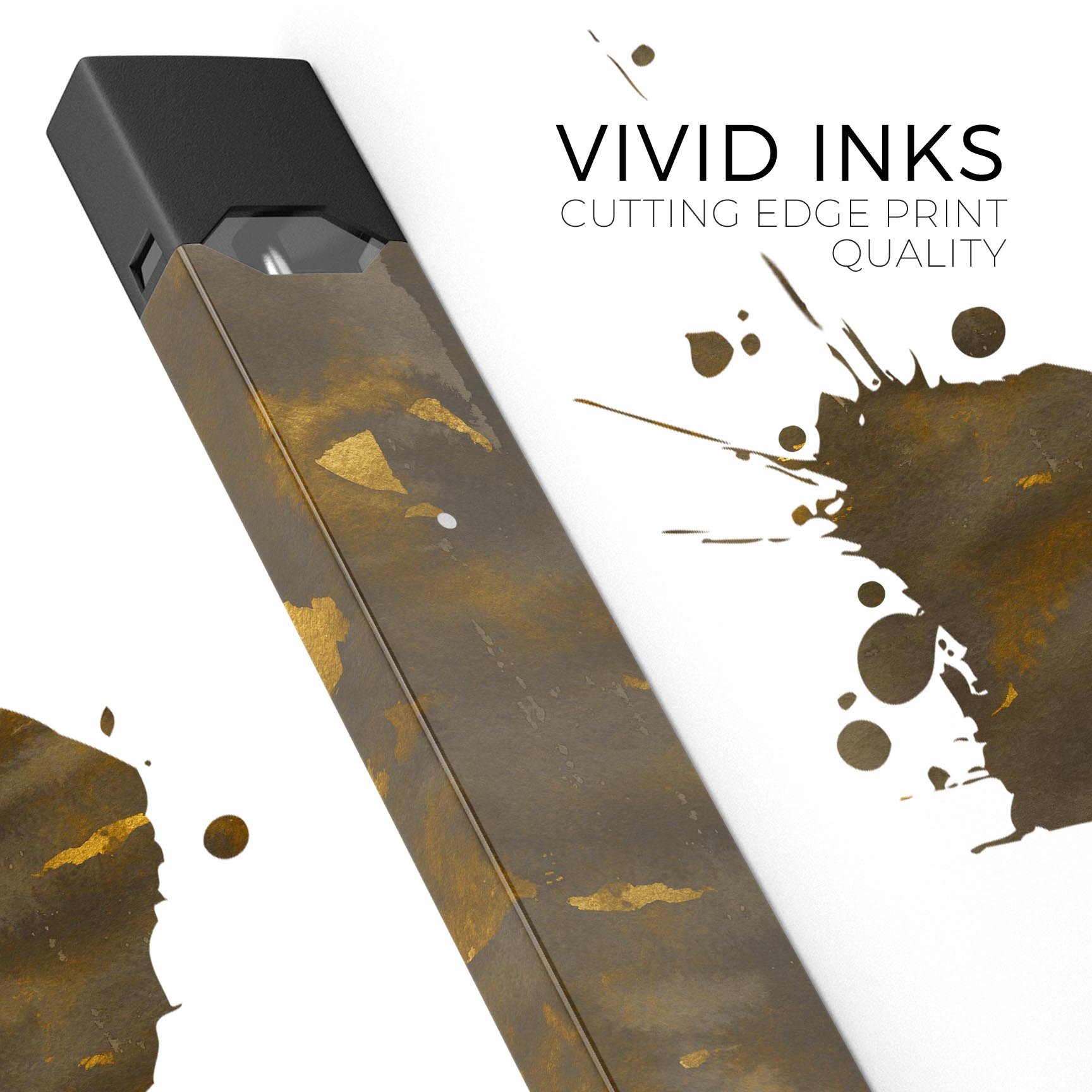 Gold Standard WaterColor Flake V1 skin-wrap for JUUL vaping device, featuring a vibrant watercolor design and precision cut for a perfect fit.